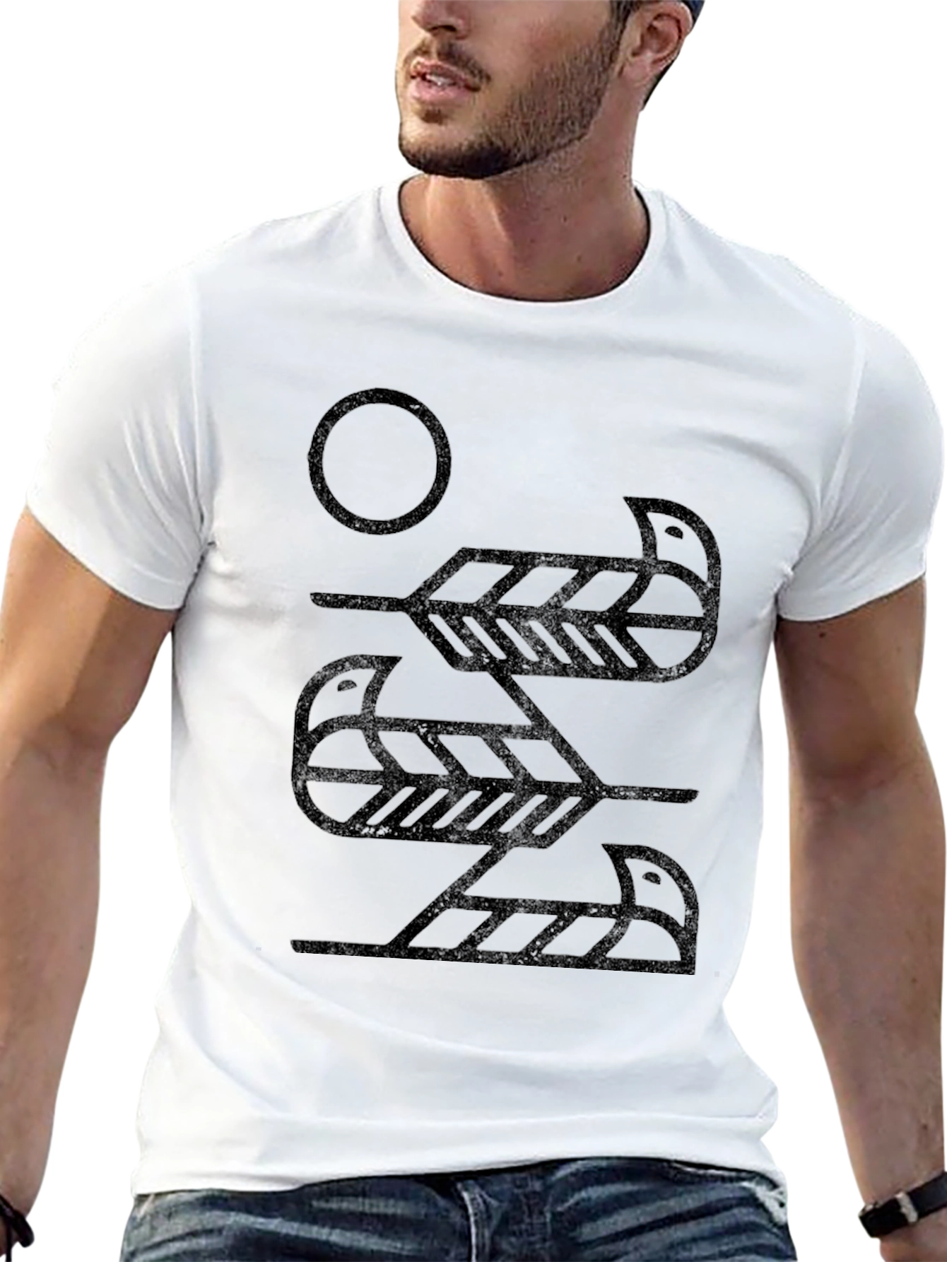 Geometric Bird Graphic Tee - Black Unisex T-Shirt