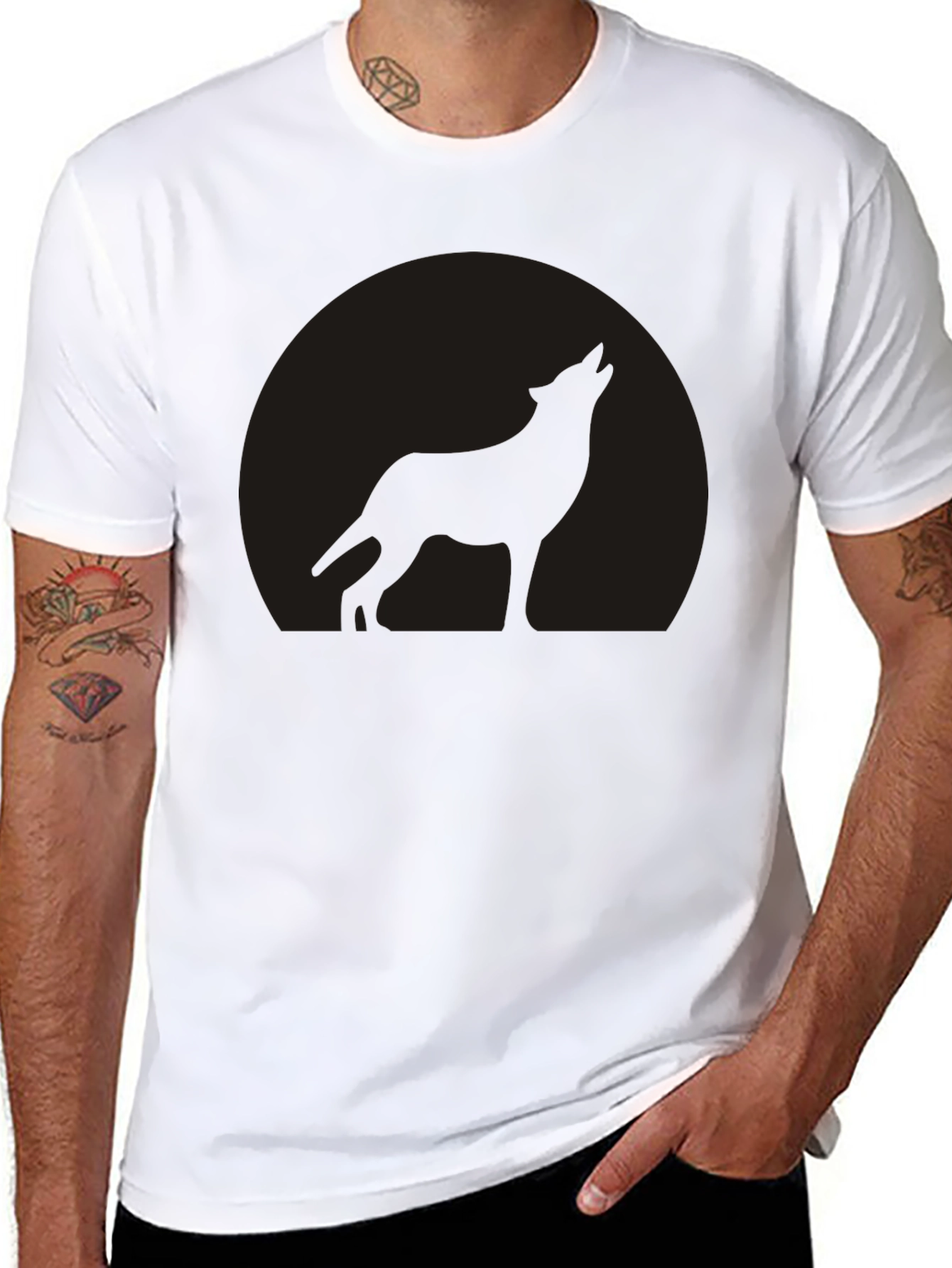 Wolf Moon Graphic Tee - Black Cotton T-Shirt