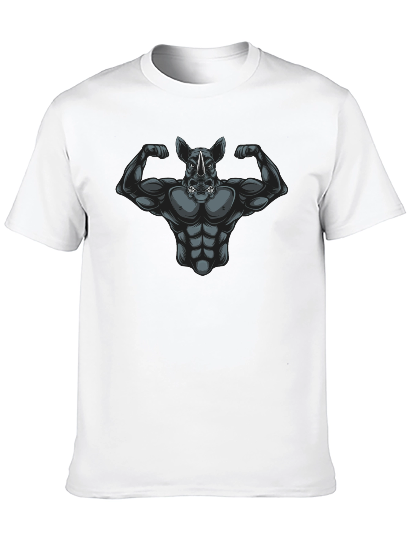 Ripped Rhino Graphic Tee - Black Cotton T-Shirt
