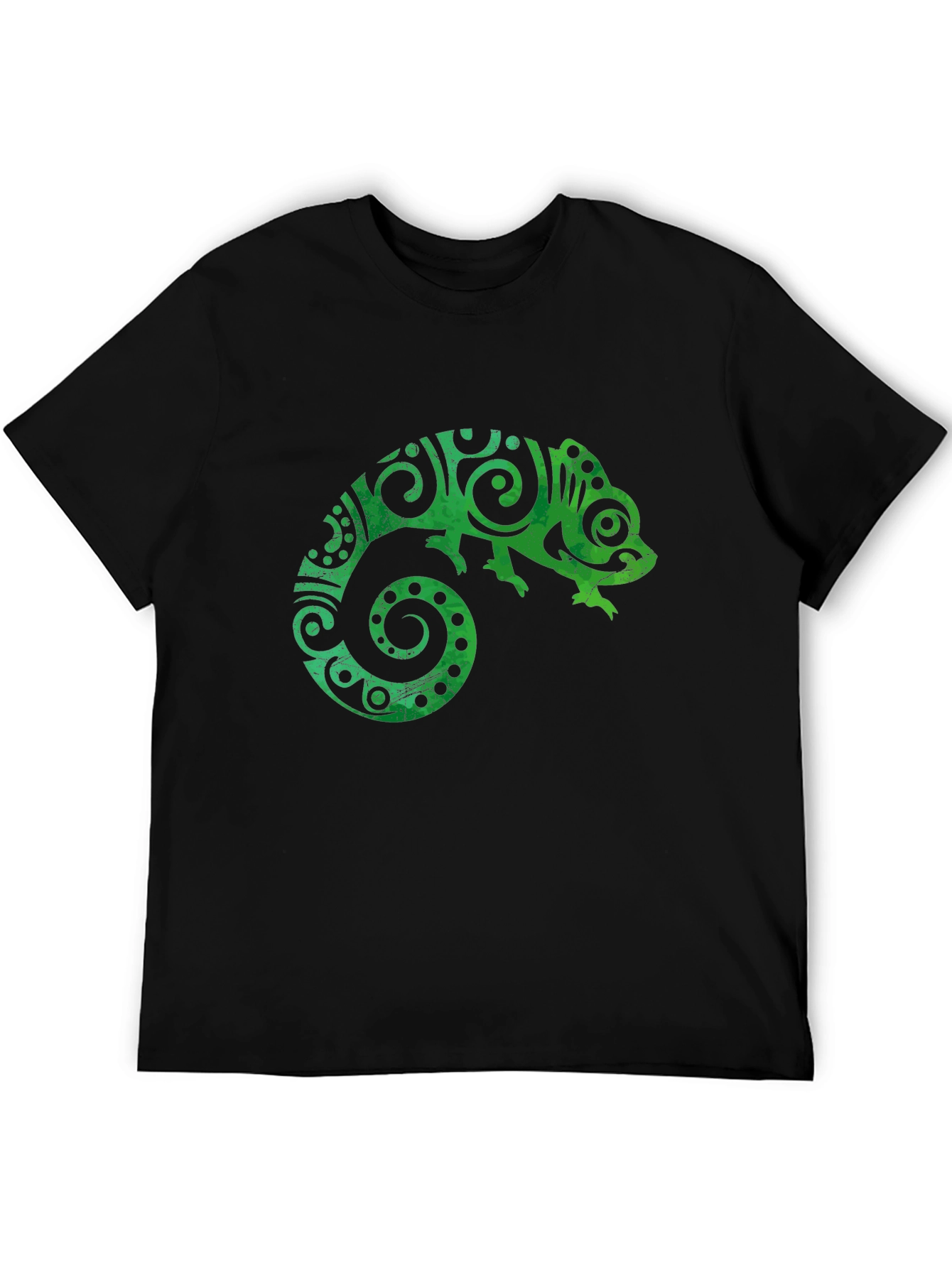 Tribal Chameleon Graphic Tee - Black Unisex T-Shirt
