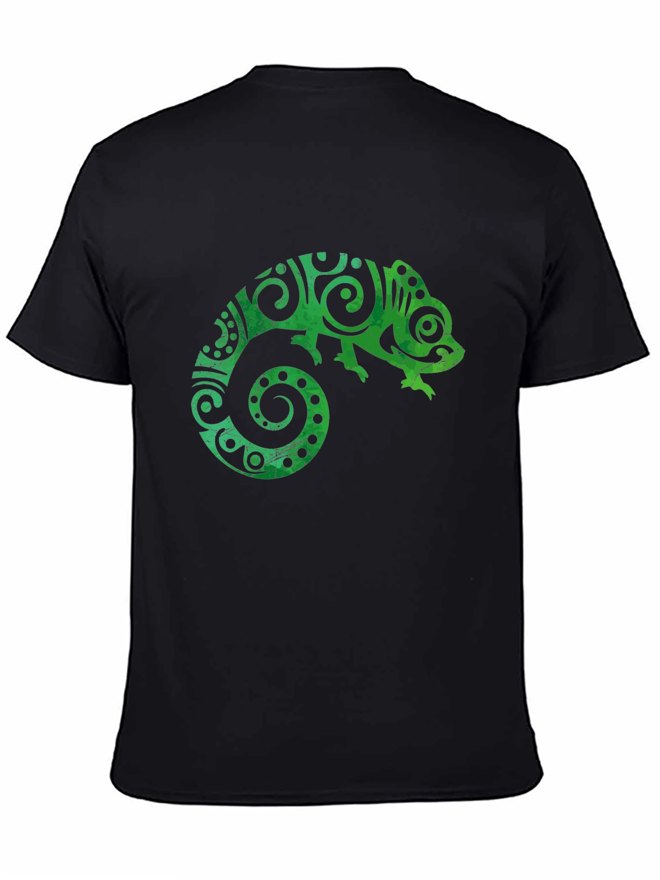 Tribal Chameleon Graphic Tee - Black Unisex T-Shirt