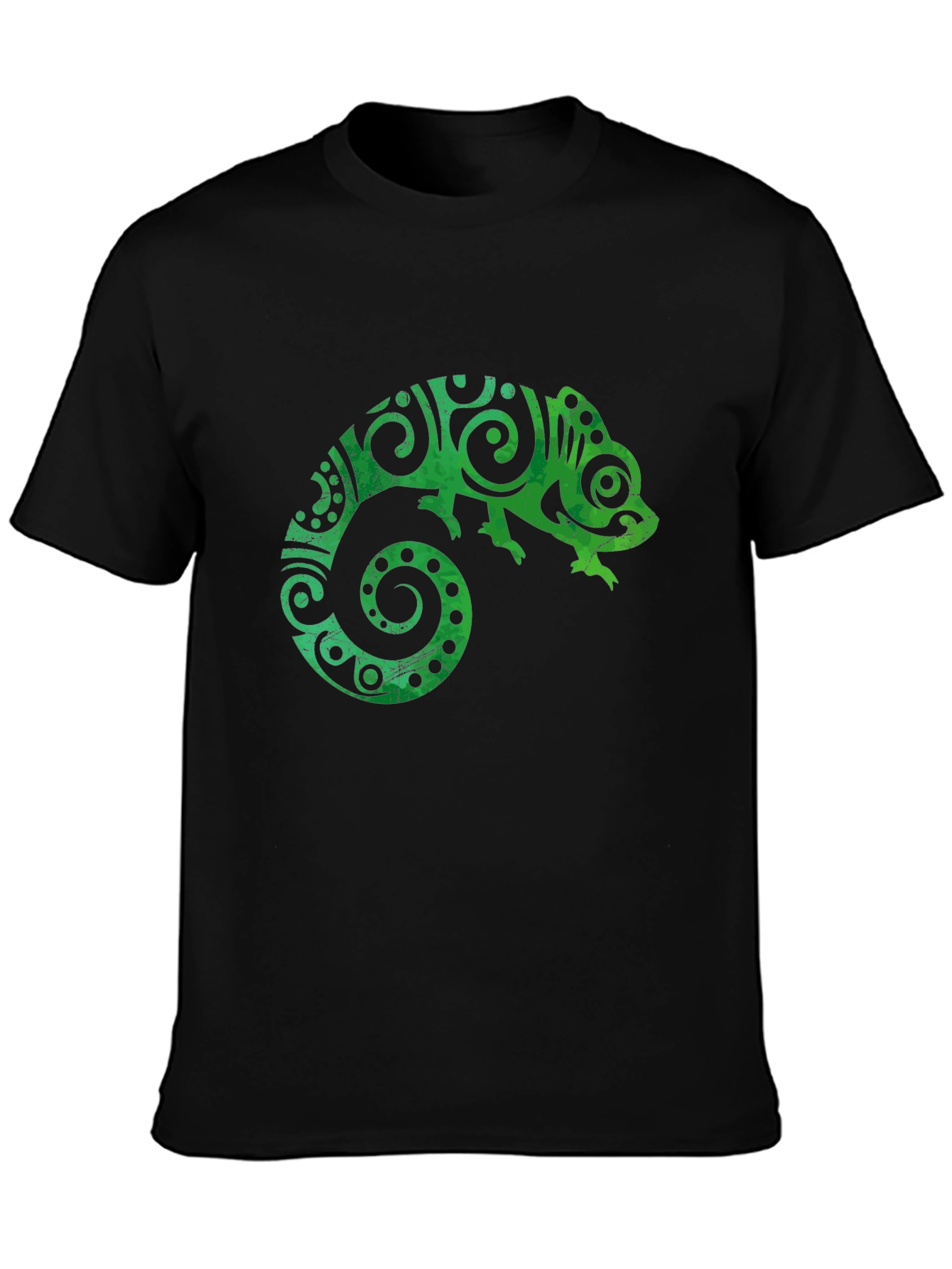 Tribal Chameleon Graphic Tee - Black Unisex T-Shirt