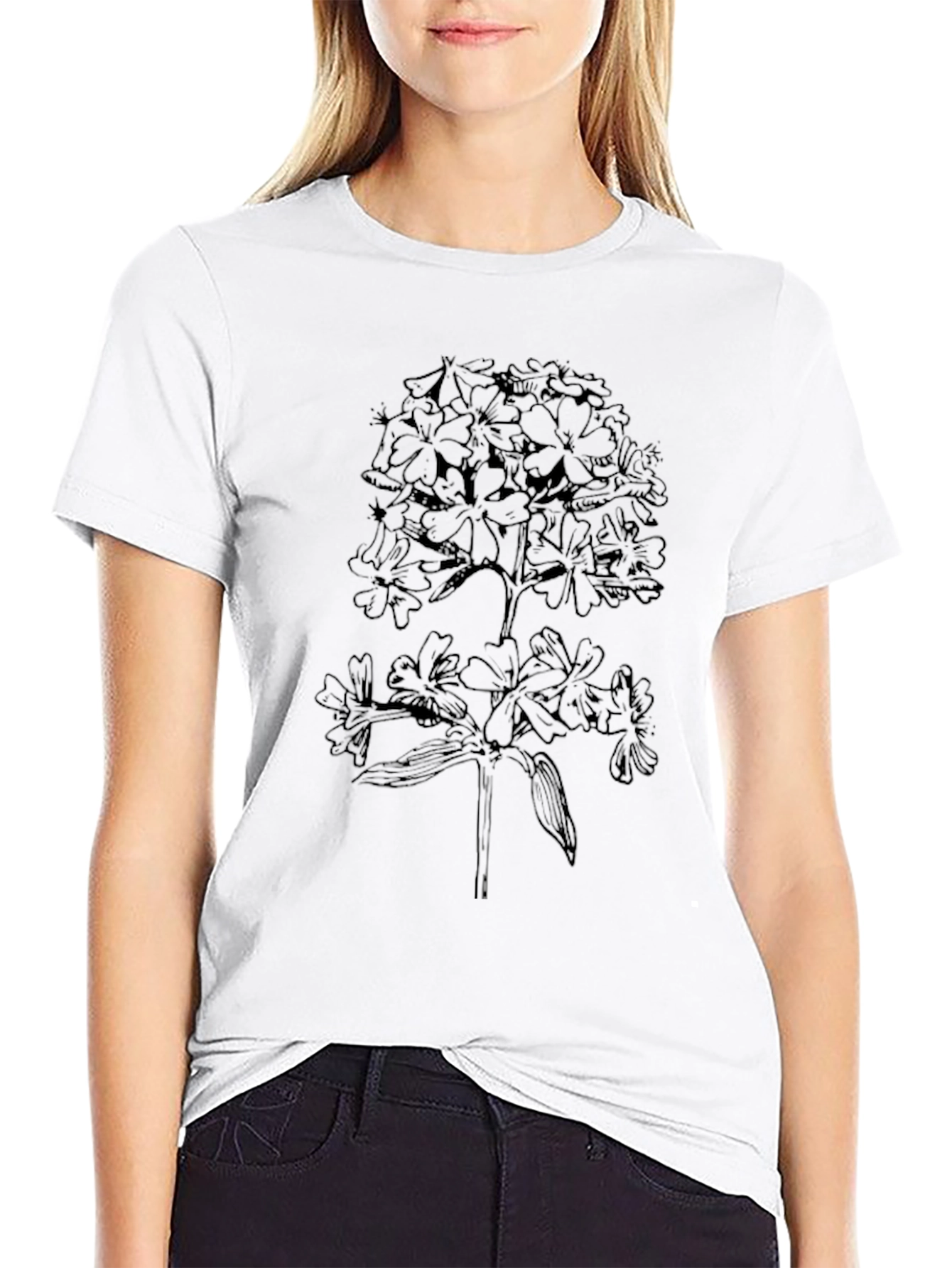 Botanical Black Tee - Floral Design