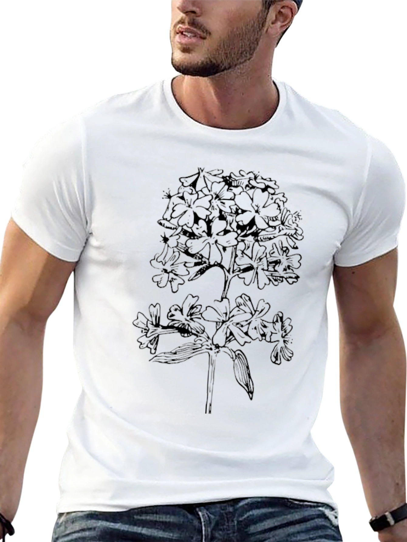 Botanical Black Tee - Floral Design
