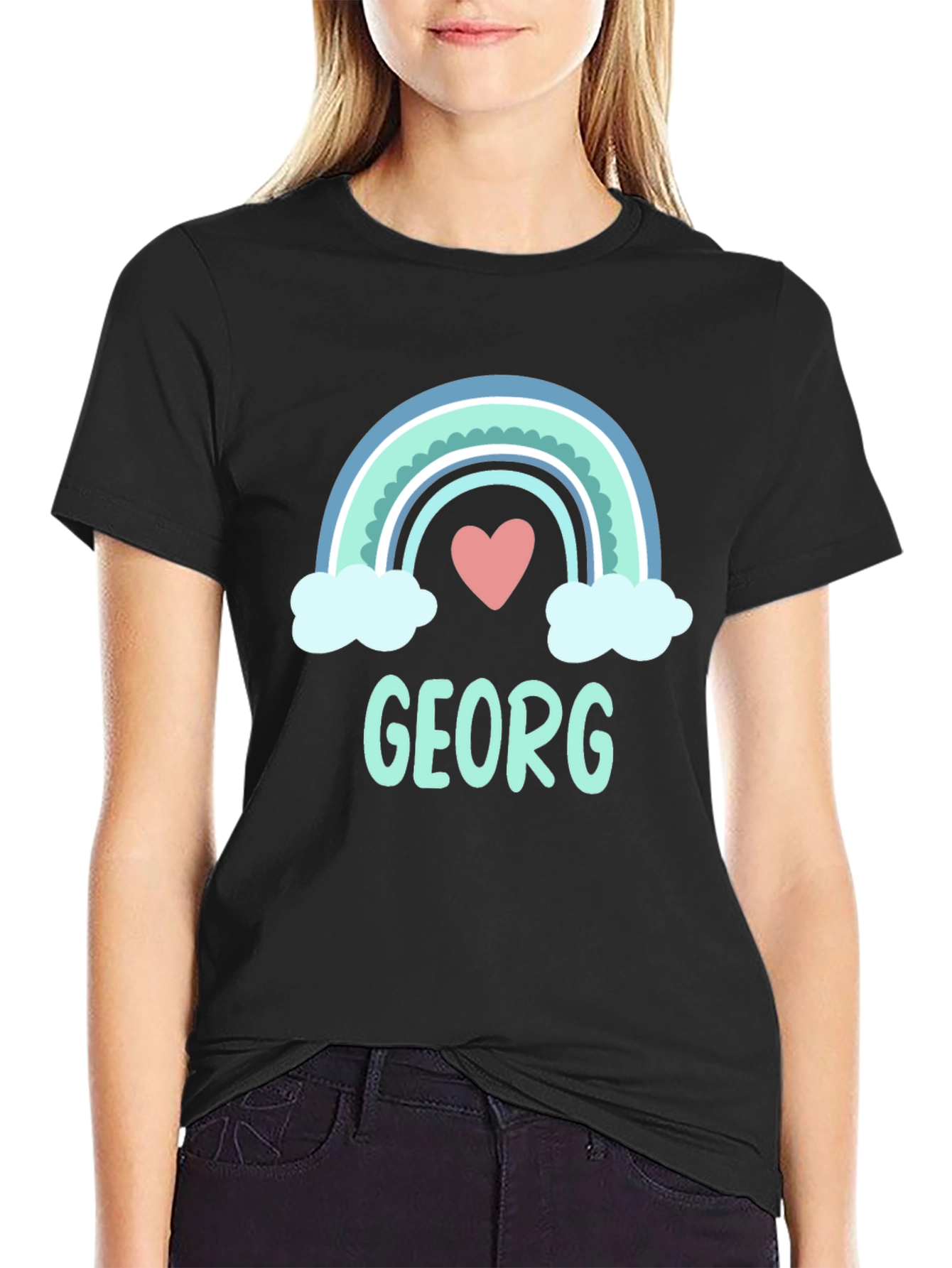 Personalized Georg Rainbow Heart T-Shirt