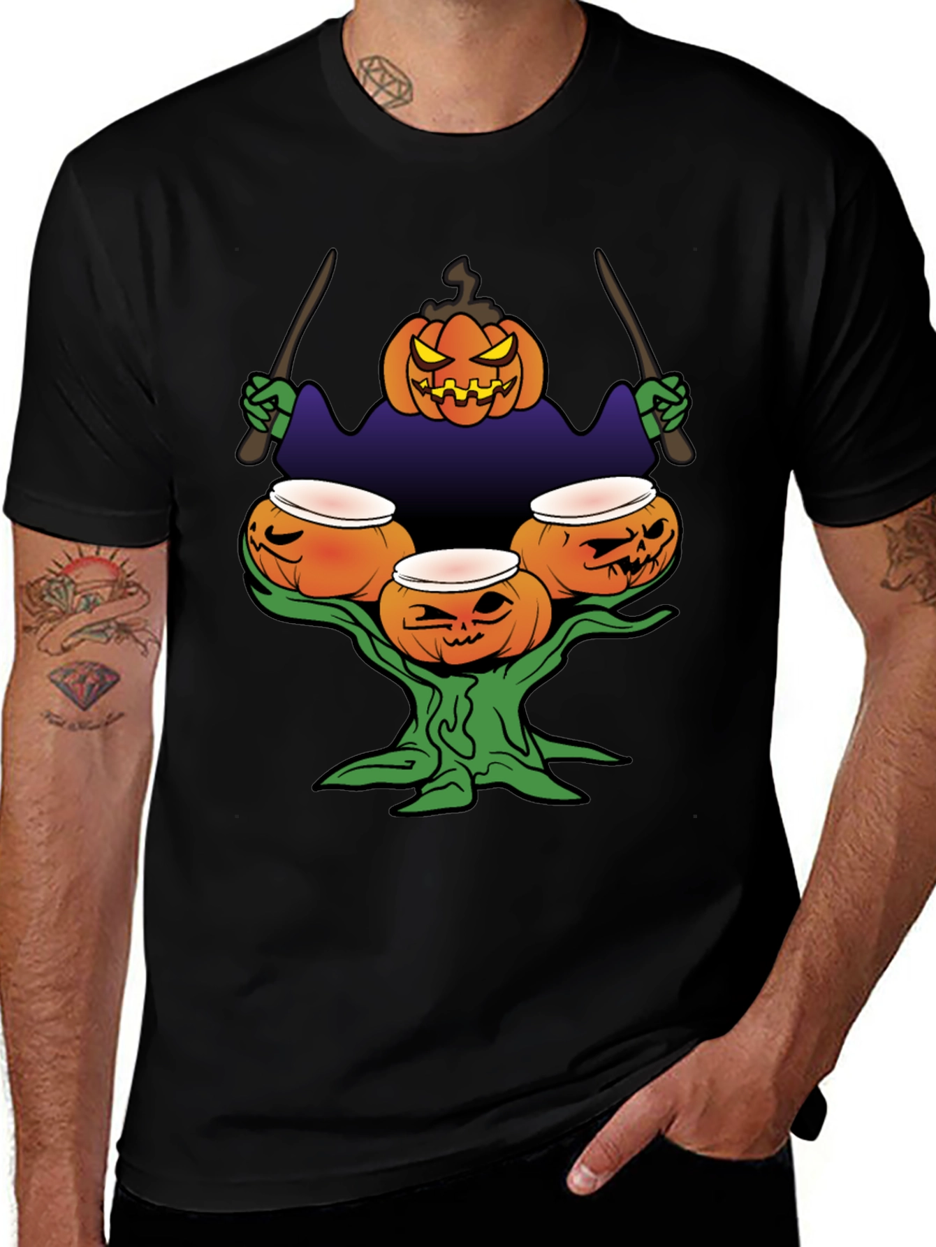 Halloween Pumpkin Drummer T-Shirt