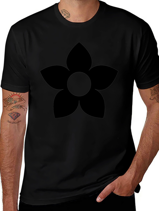 Black Flower Graphic Tee - Casual Comfort