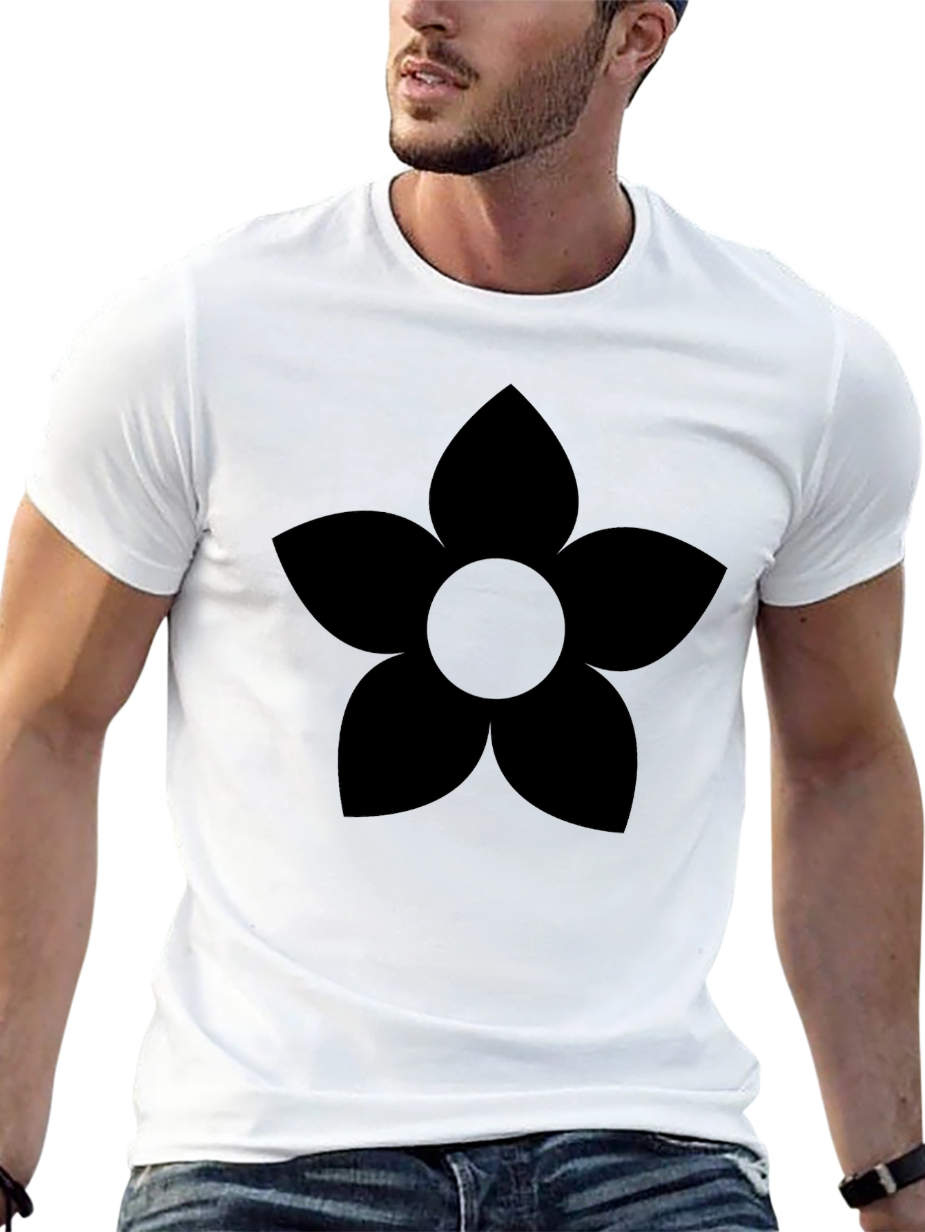 Black Flower Graphic Tee - Casual Comfort