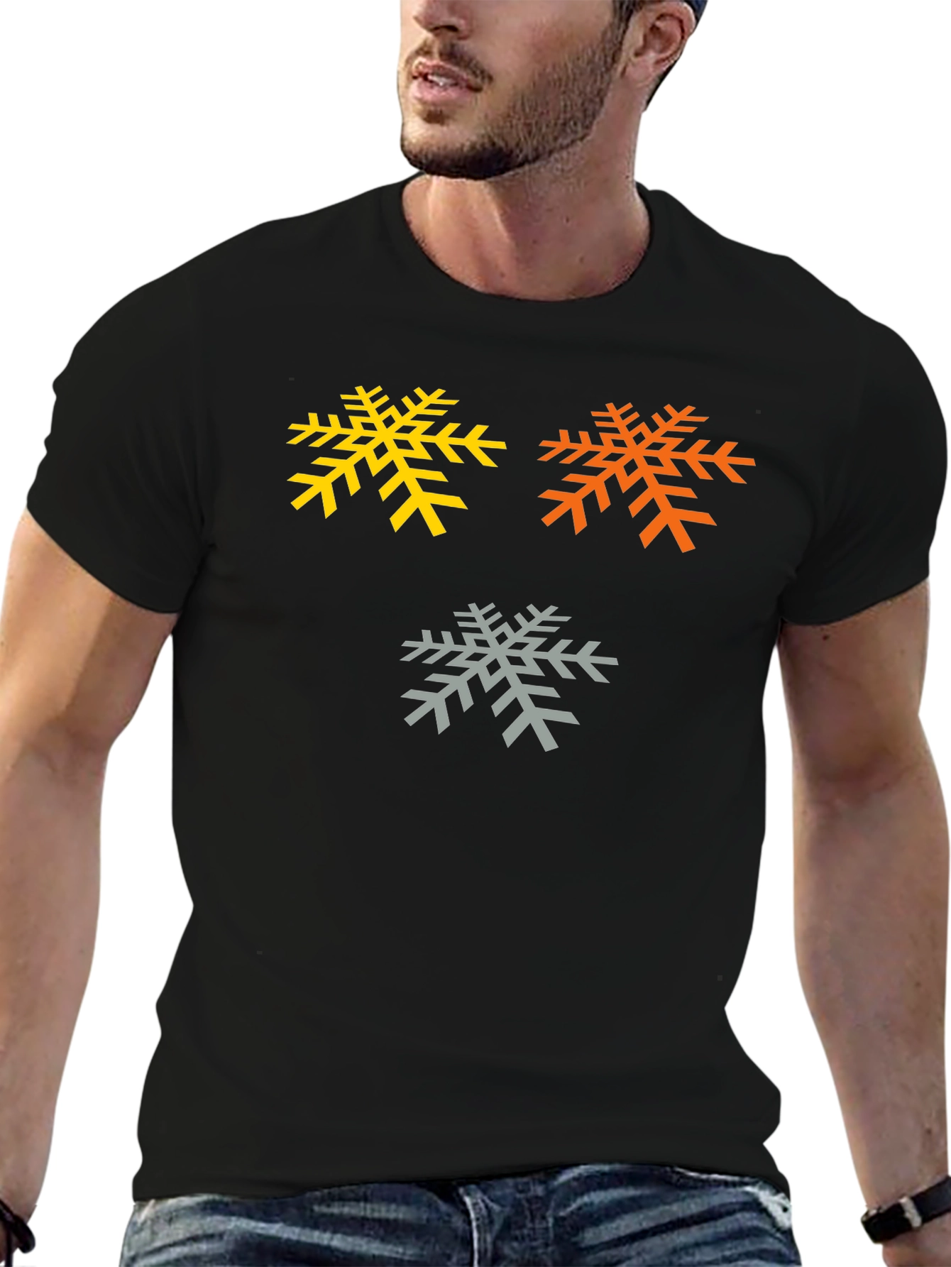 Snowflake Graphic Tee - Black Cotton Blend