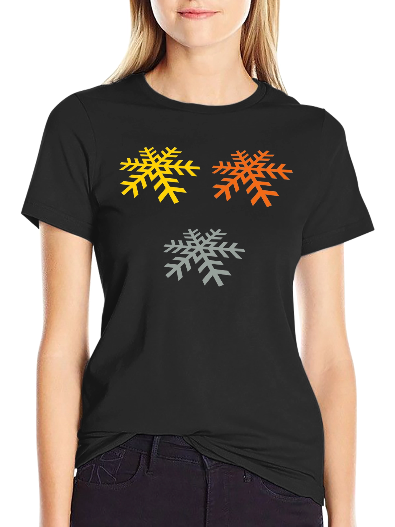 Snowflake Graphic Tee - Black Cotton Blend