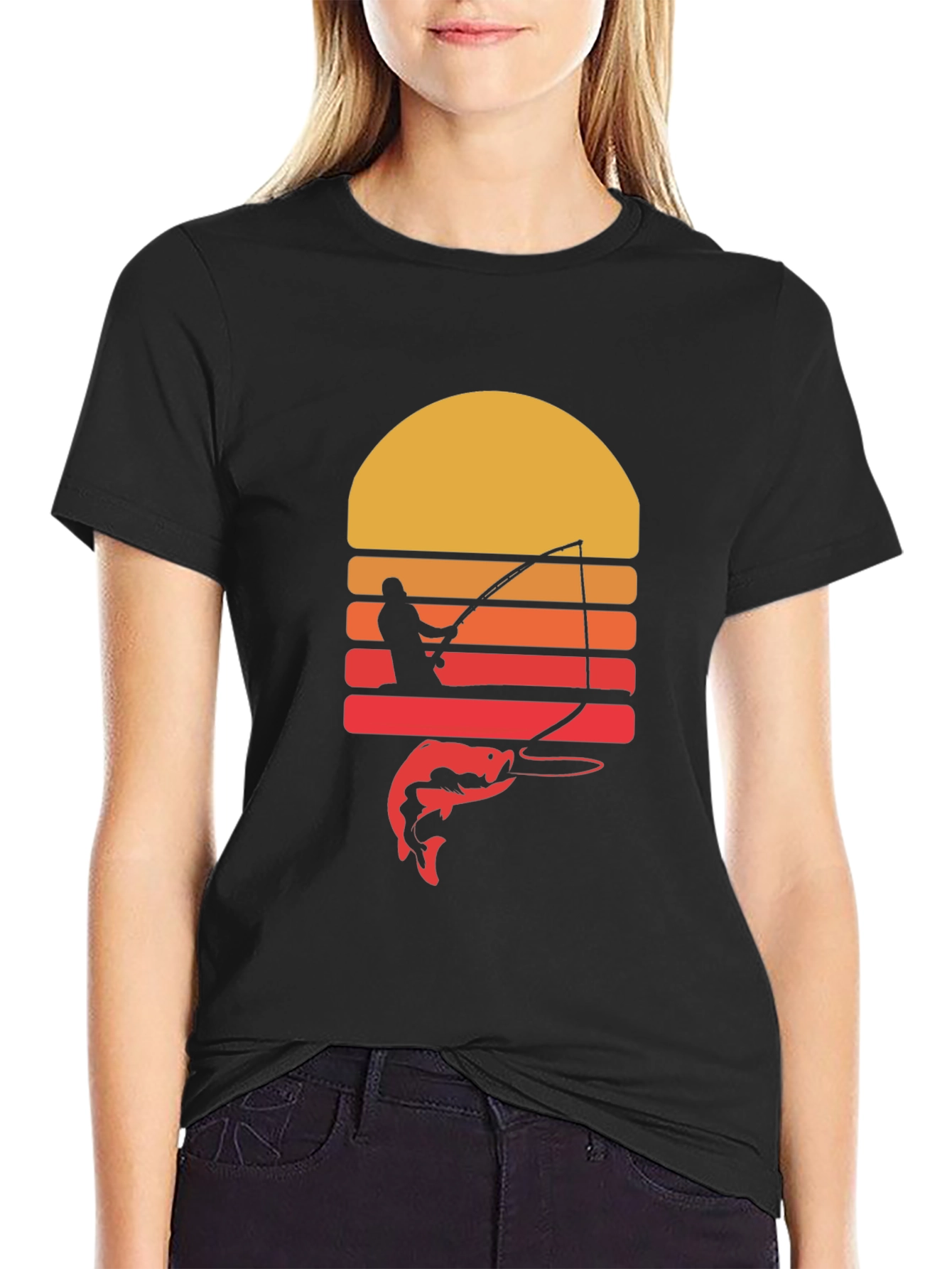 Fishing Sunset Graphic Tee