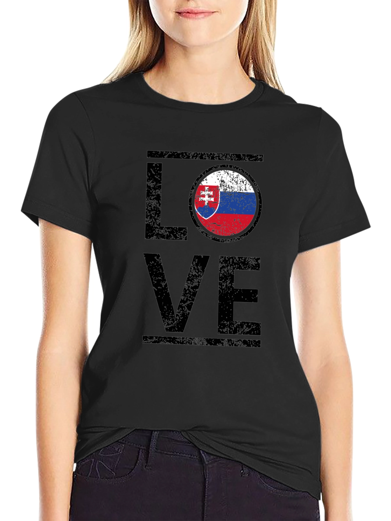 Slovakia Love Flag T-Shirt - Distressed Design