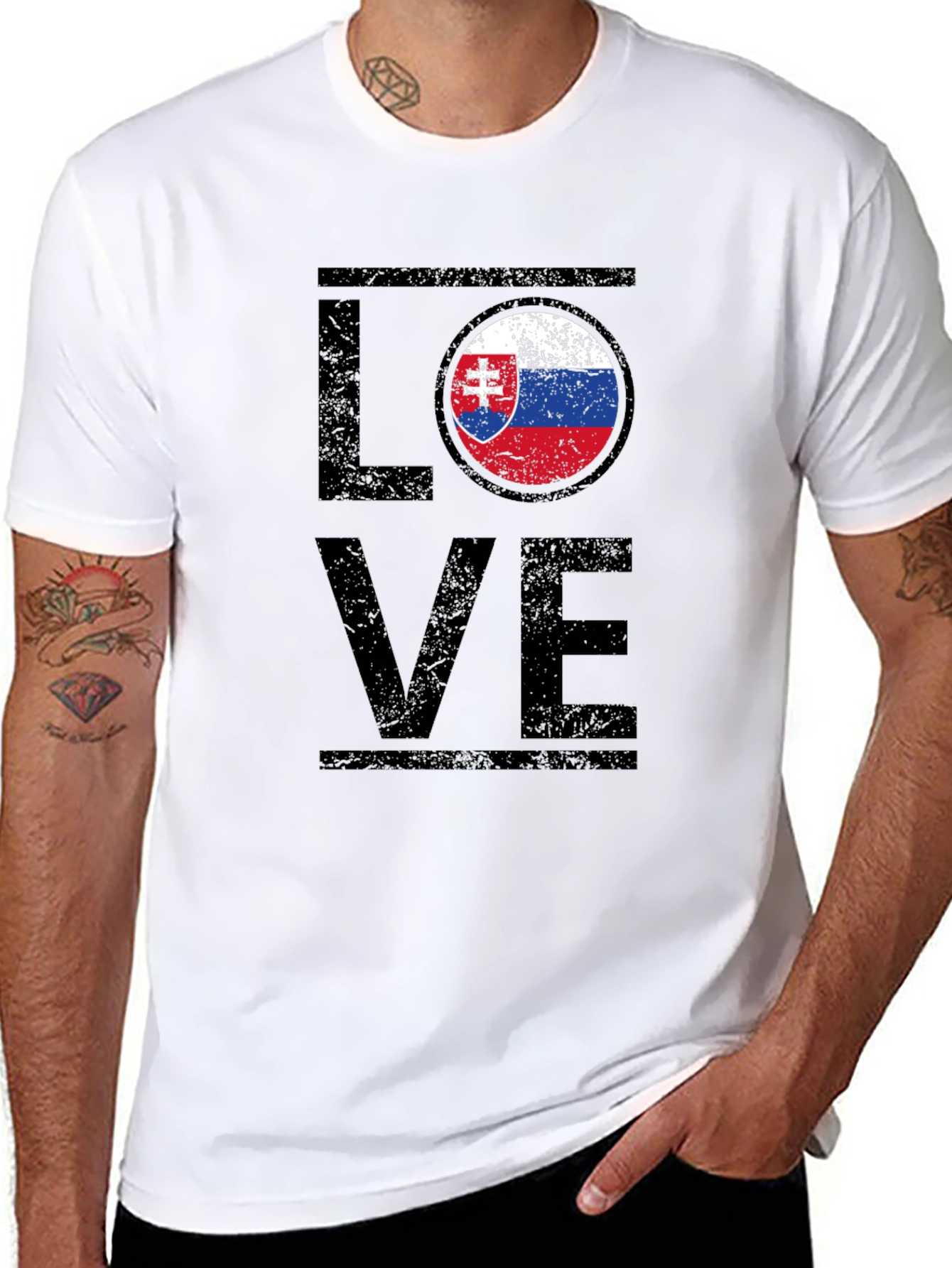 Slovakia Love Flag T-Shirt - Distressed Design