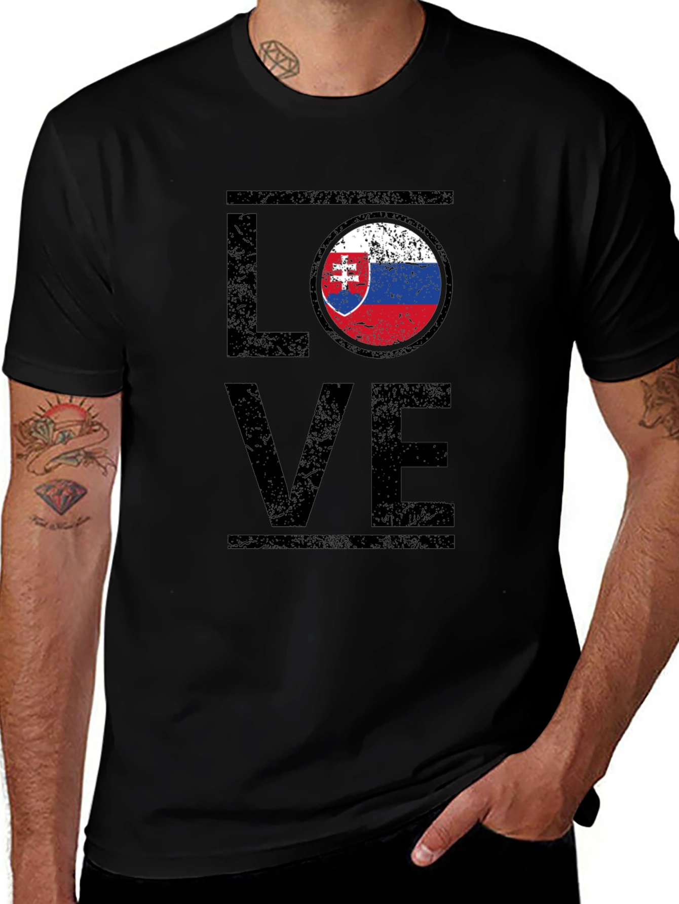 Slovakia Love Flag T-Shirt - Distressed Design