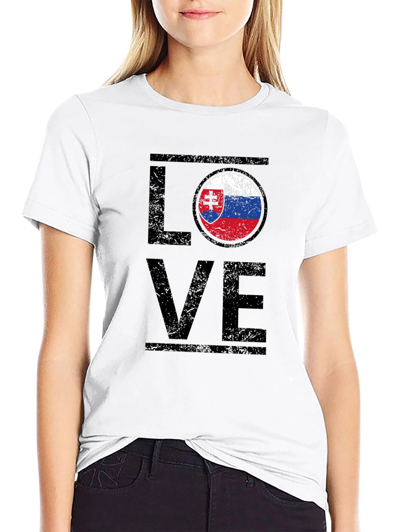 Slovakia Love Flag T-Shirt - Distressed Design