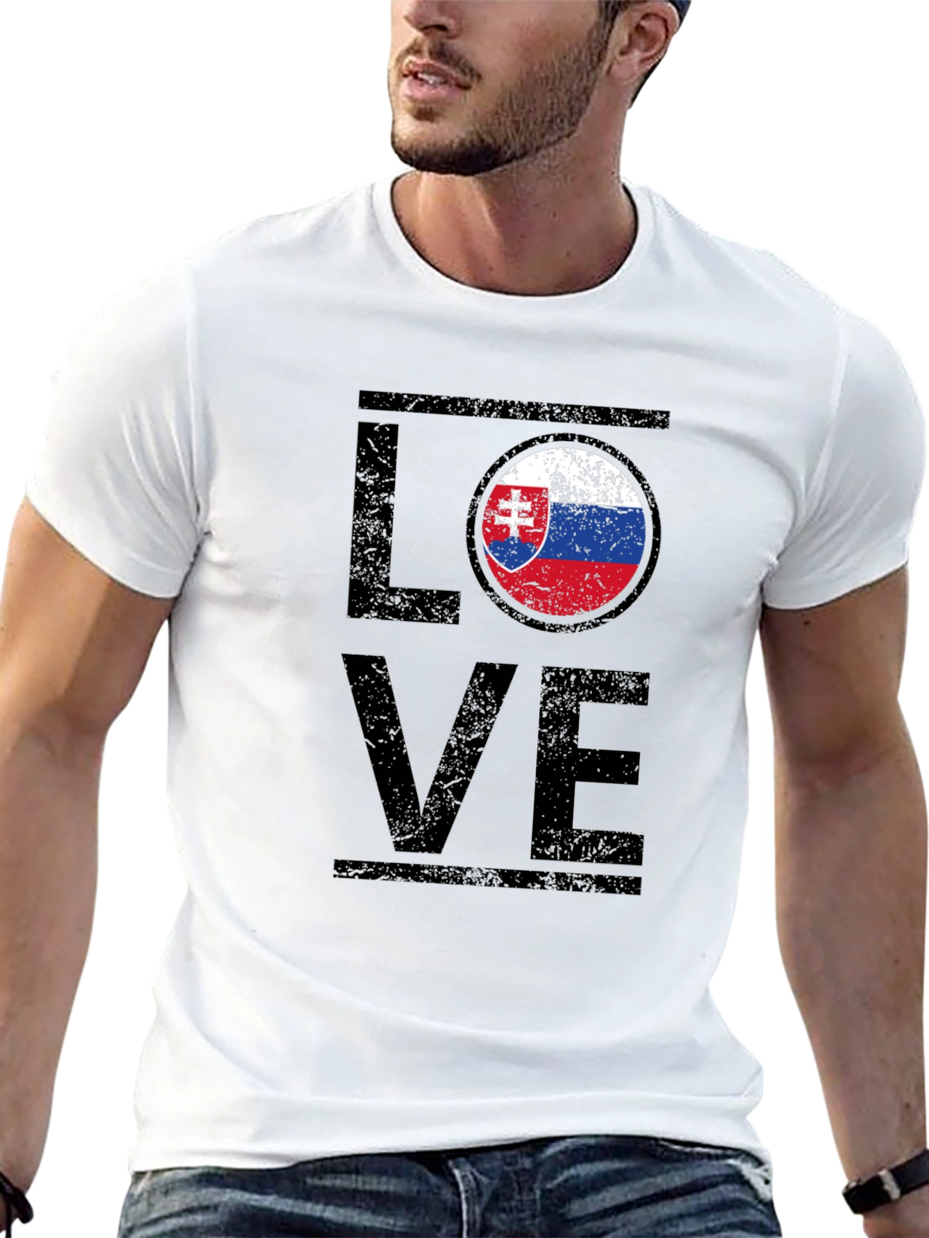 Slovakia Love Flag T-Shirt - Distressed Design