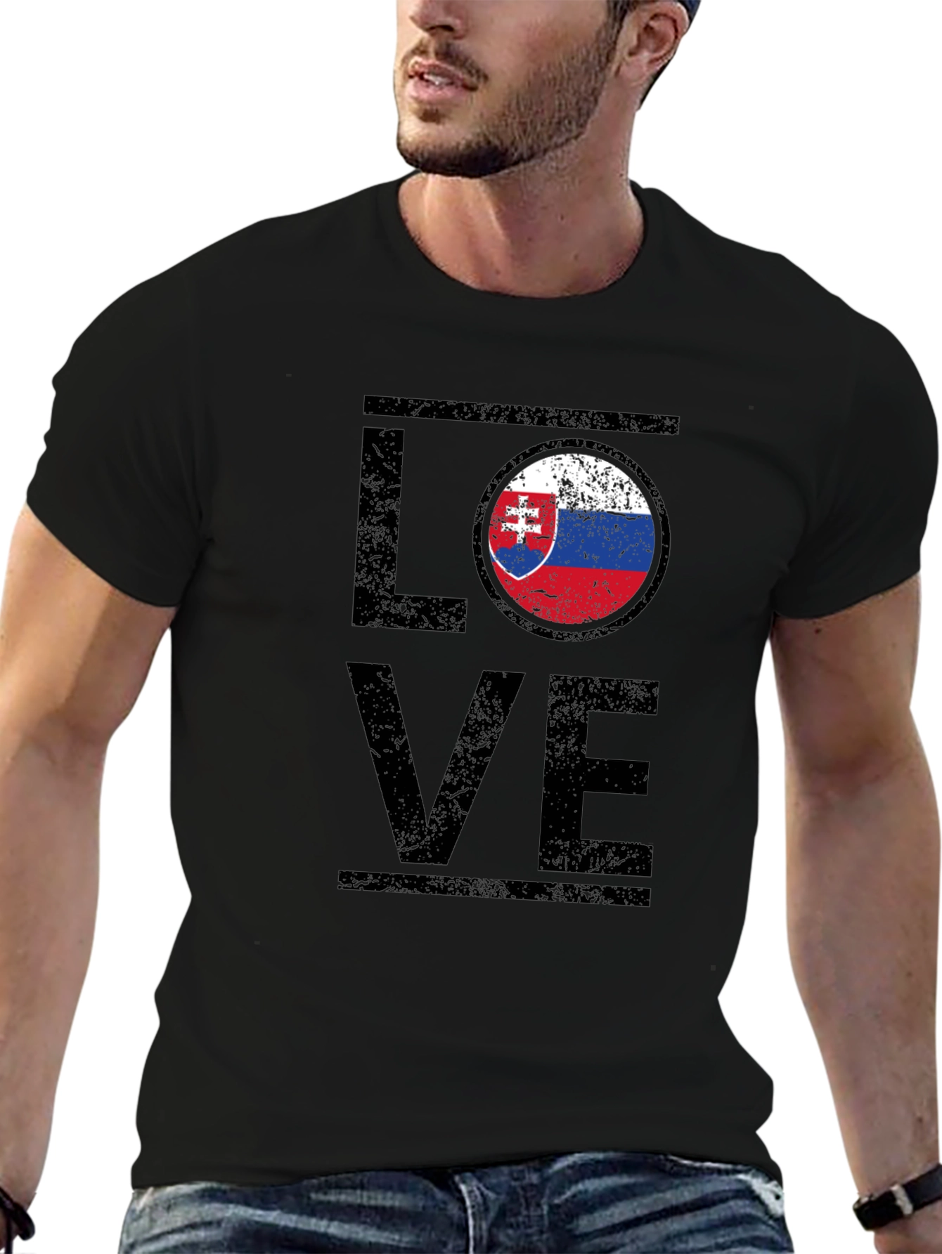 Slovakia Love Flag T-Shirt - Distressed Design