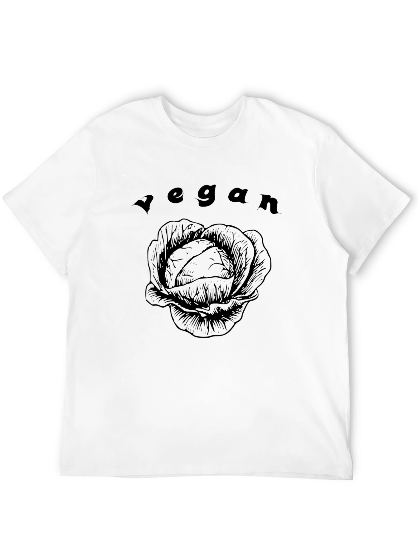 Vegan Cabbage Graphic Tee - Soft Black Shirt