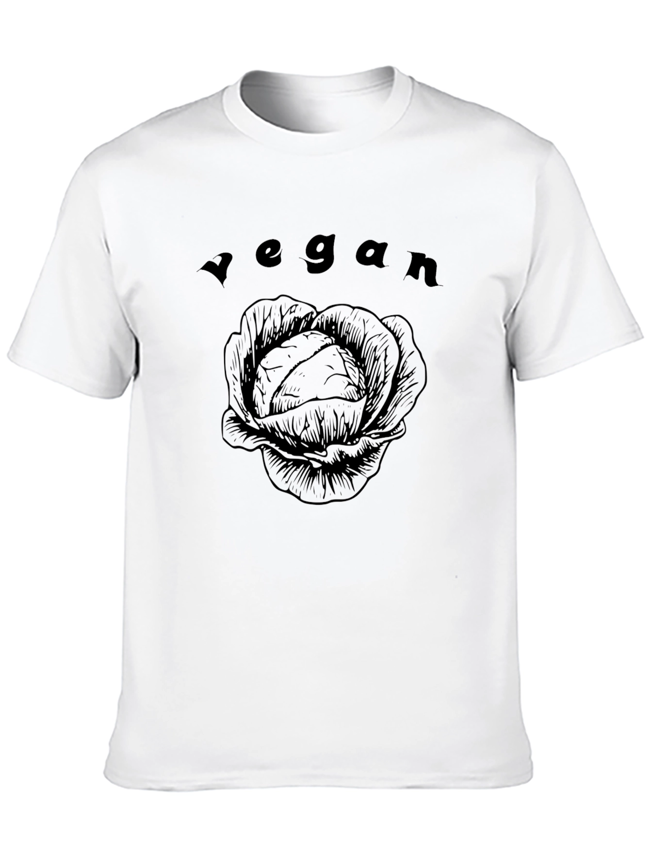 Vegan Cabbage Graphic Tee - Soft Black Shirt