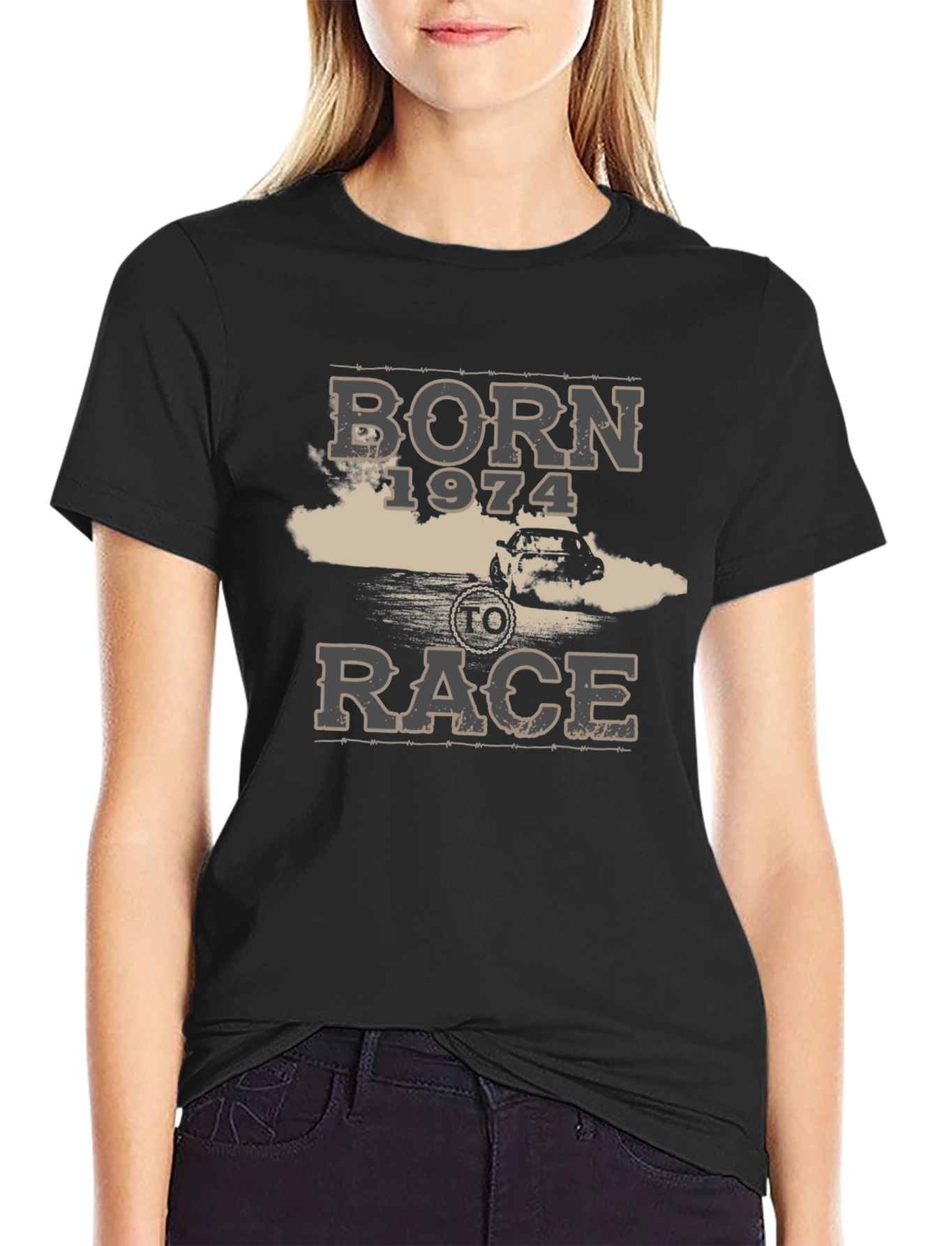 Born 1974 to Race Tee - Black