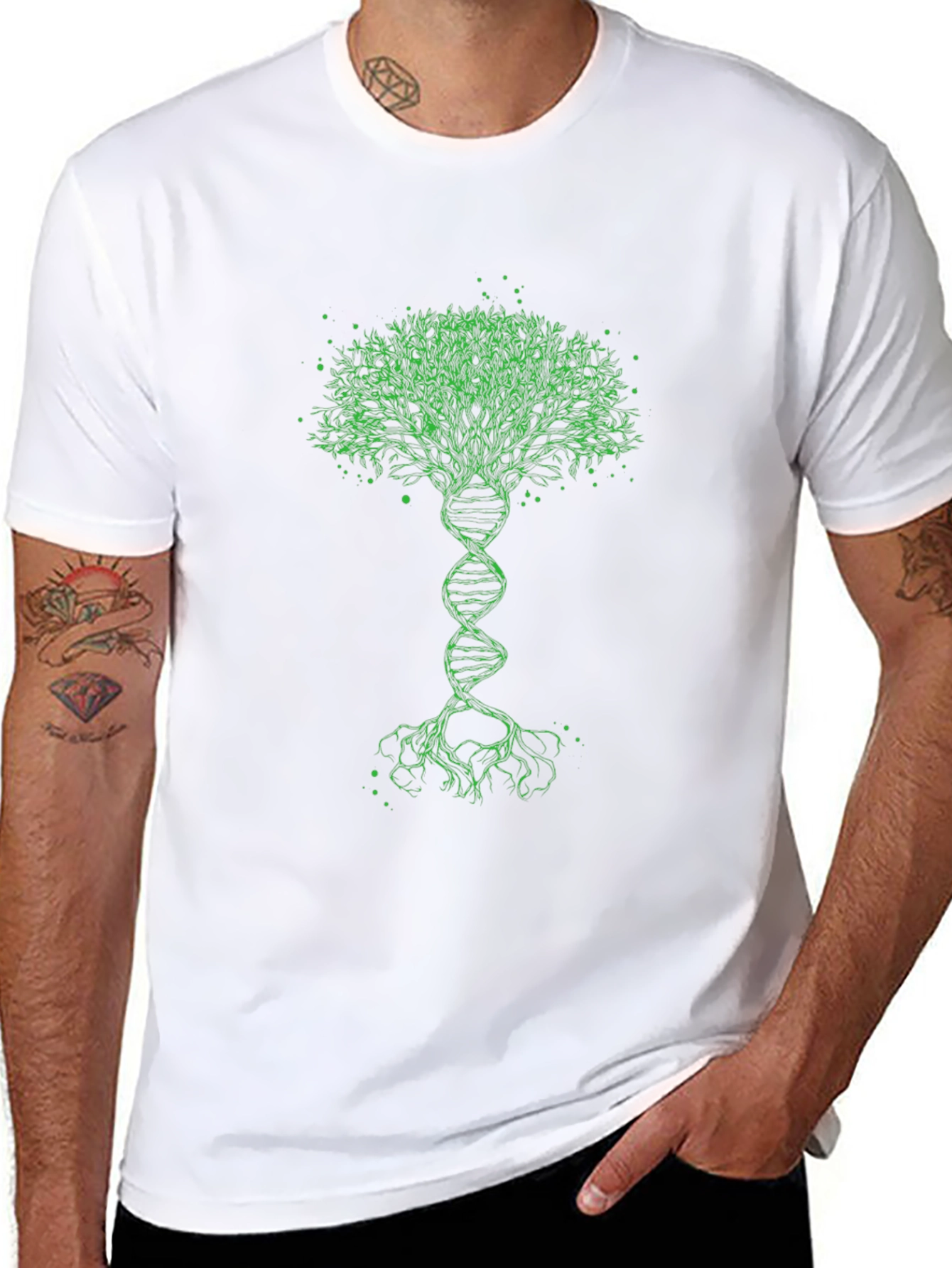 DNA Tree Graphic Tee - Black Cotton T-Shirt