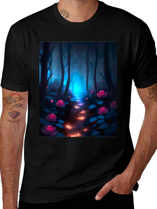 Enchanted Forest Graphic Tee - Black Cotton Blend