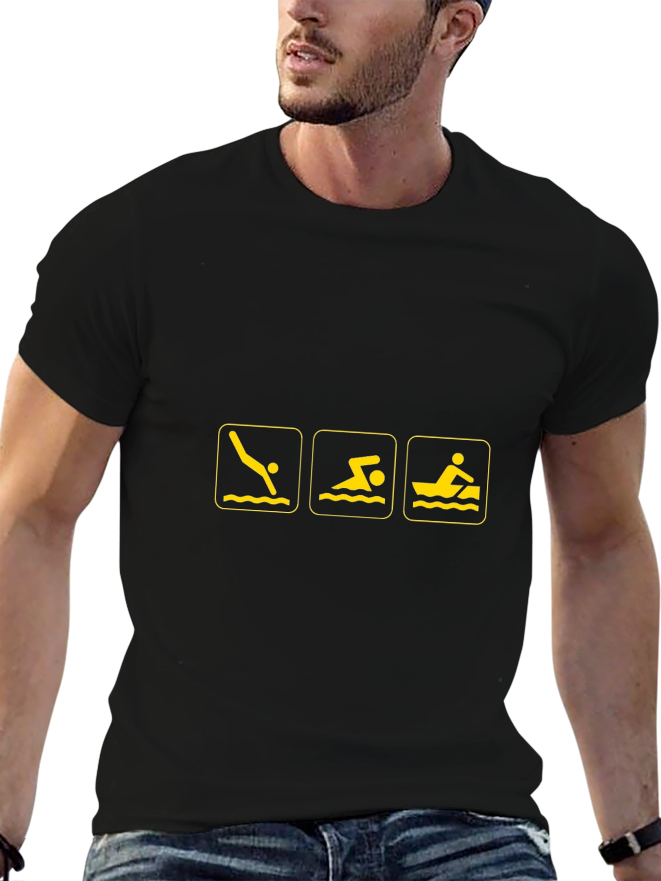 Swimming Triathlon Black T-Shirt