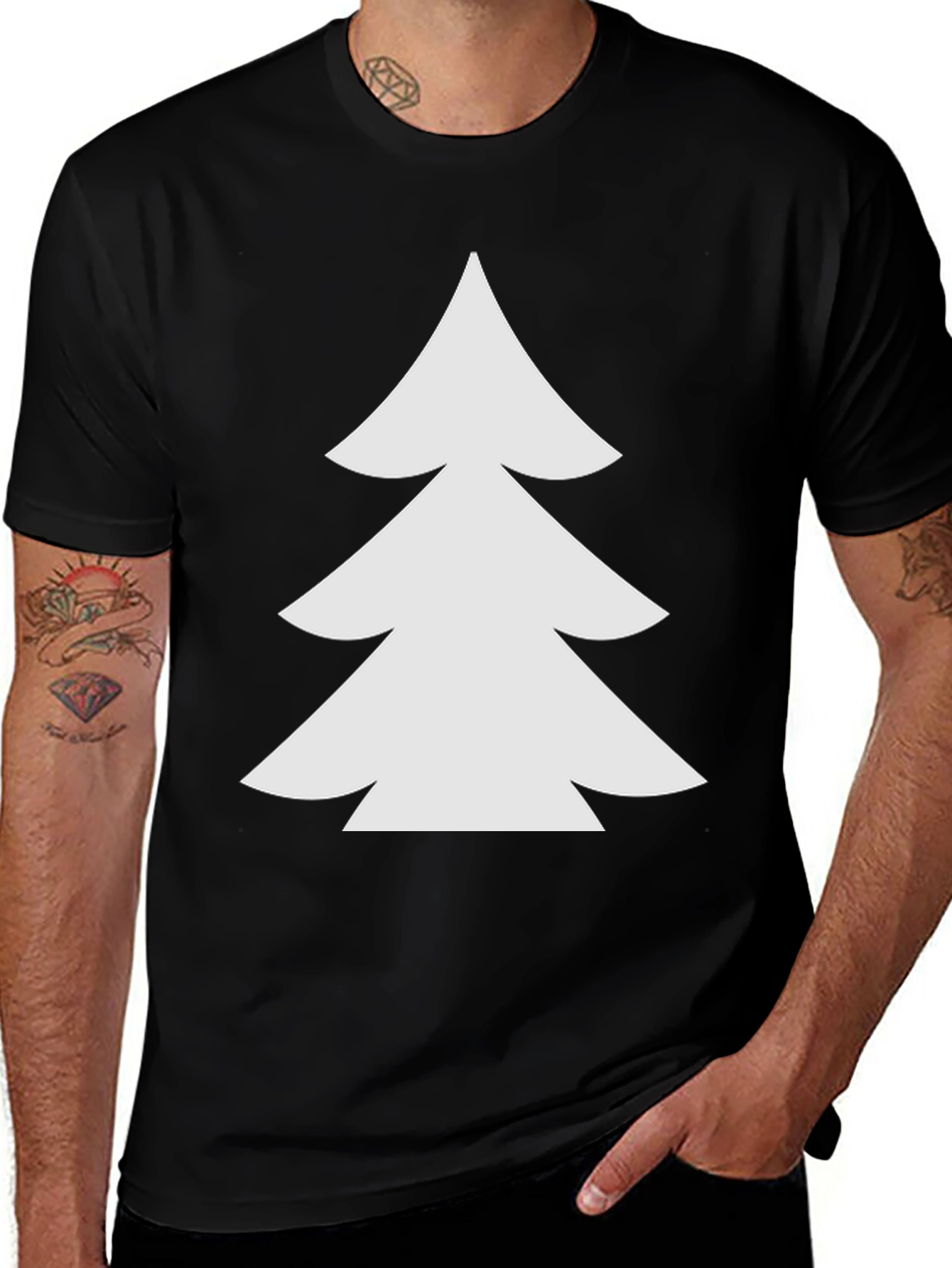 Christmas Tree Graphic Black T-Shirt