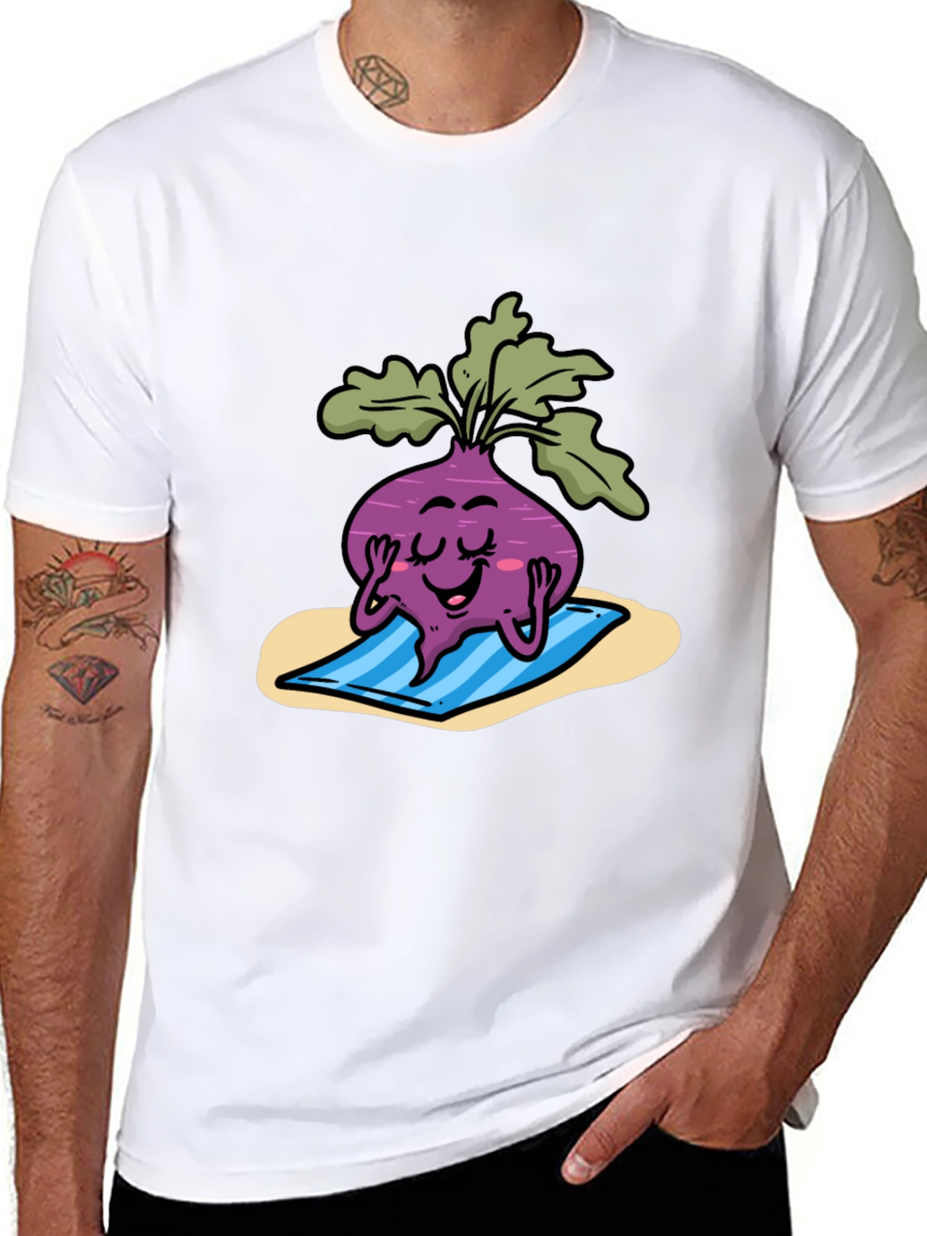 Relaxing Beet Cartoon Black Tee