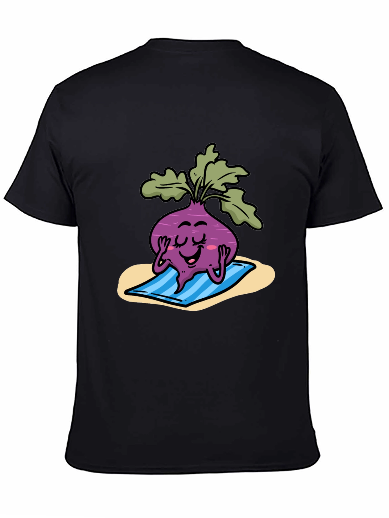 Relaxing Beet Cartoon Black Tee