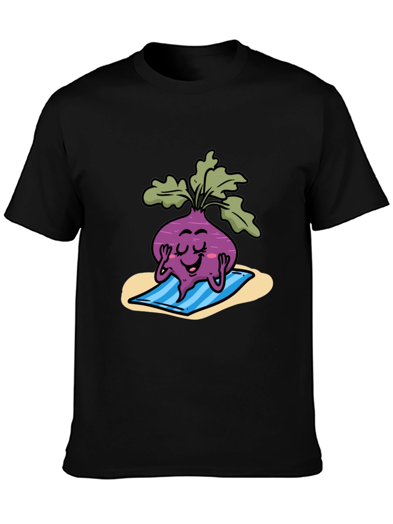 Relaxing Beet Cartoon Black Tee