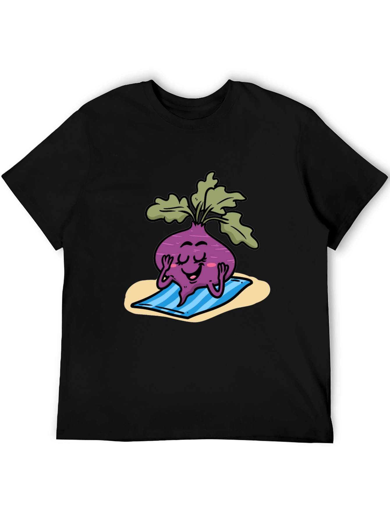 Relaxing Beet Cartoon Black Tee