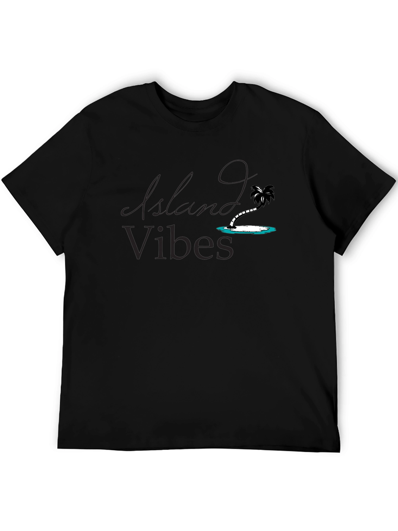 Island Vibes Black T-Shirt - Relaxed Tropical Style