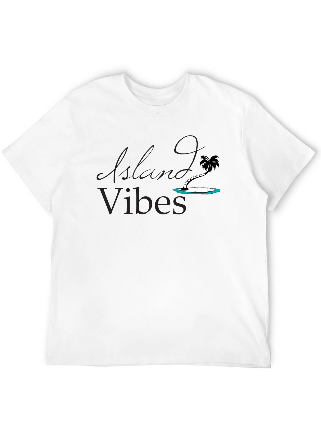 Island Vibes Black T-Shirt - Relaxed Tropical Style