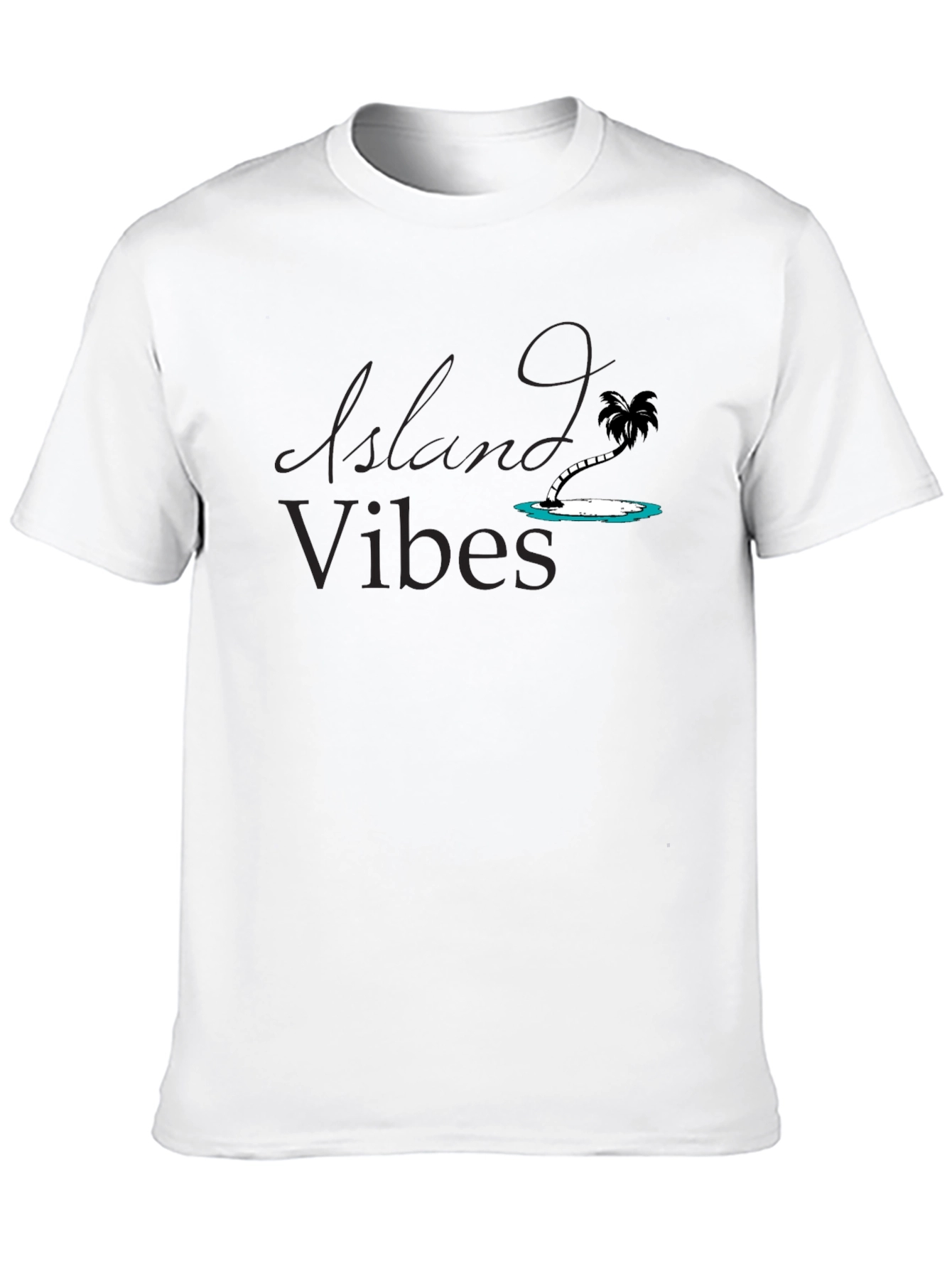 Island Vibes Black T-Shirt - Relaxed Tropical Style