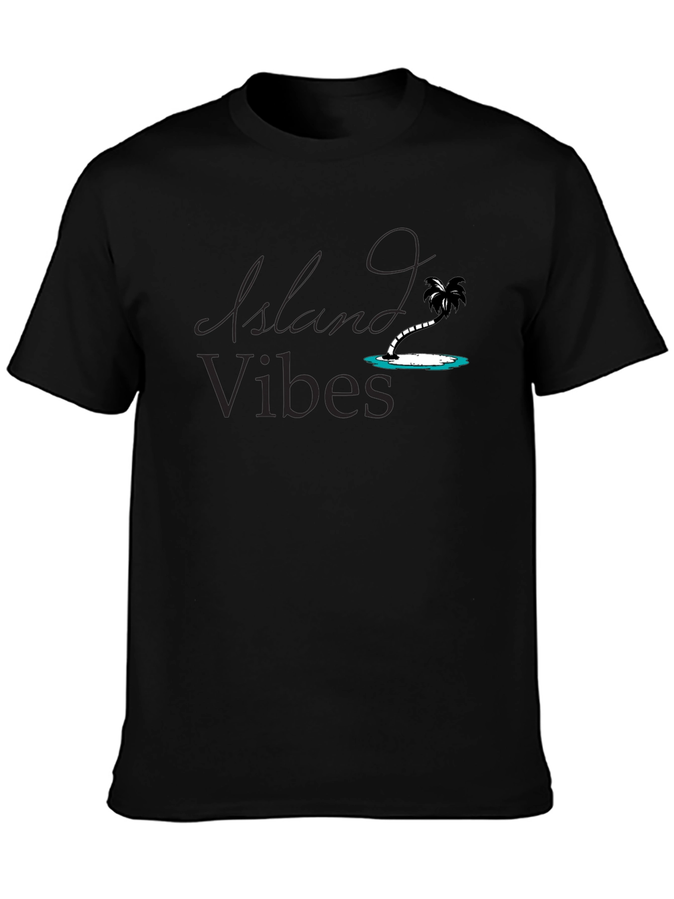 Island Vibes Black T-Shirt - Relaxed Tropical Style