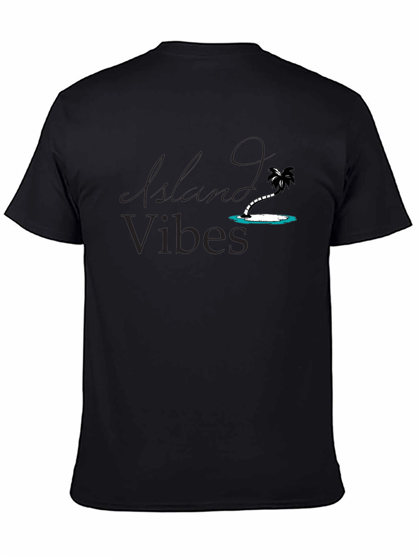 Island Vibes Black T-Shirt - Relaxed Tropical Style