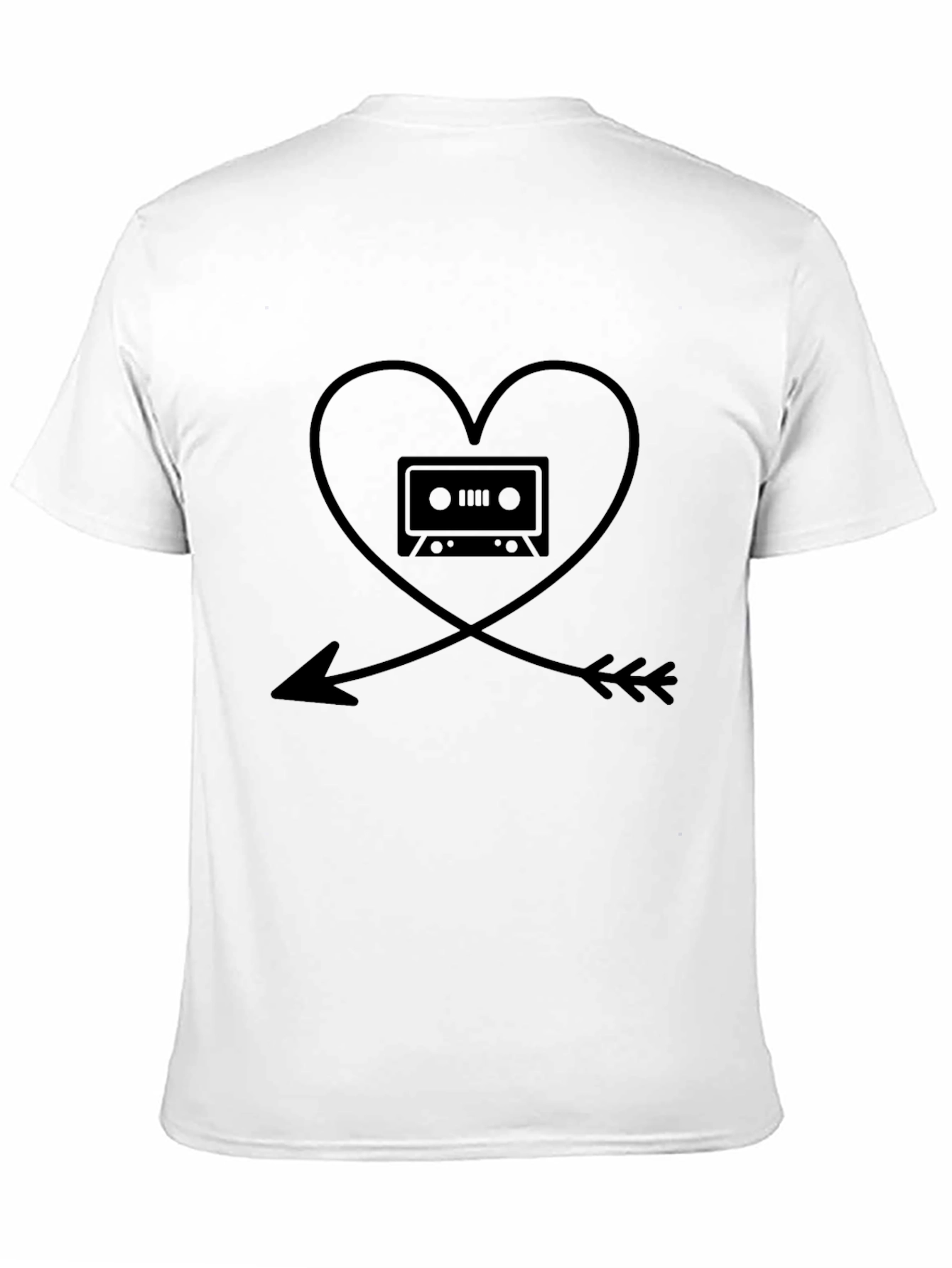 Retro Music Lover T-Shirt - Heart Arrow Cassette Tape