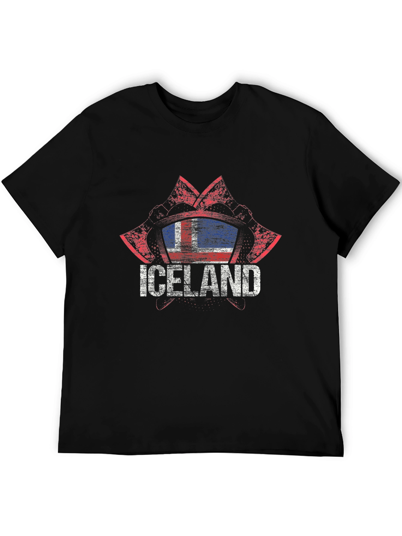 Iceland Flag Axe Graphic T-Shirt - Black