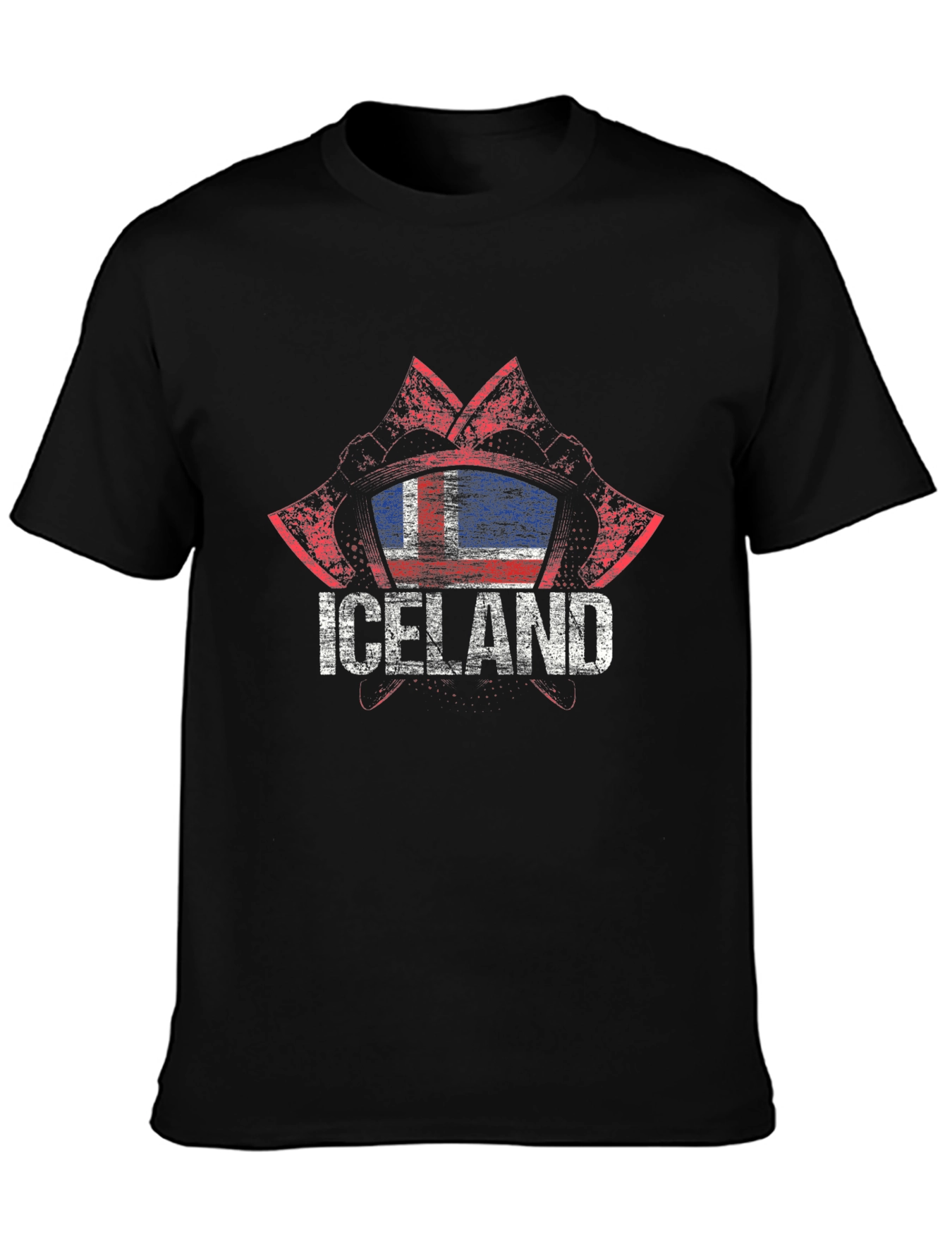 Iceland Flag Axe Graphic T-Shirt - Black