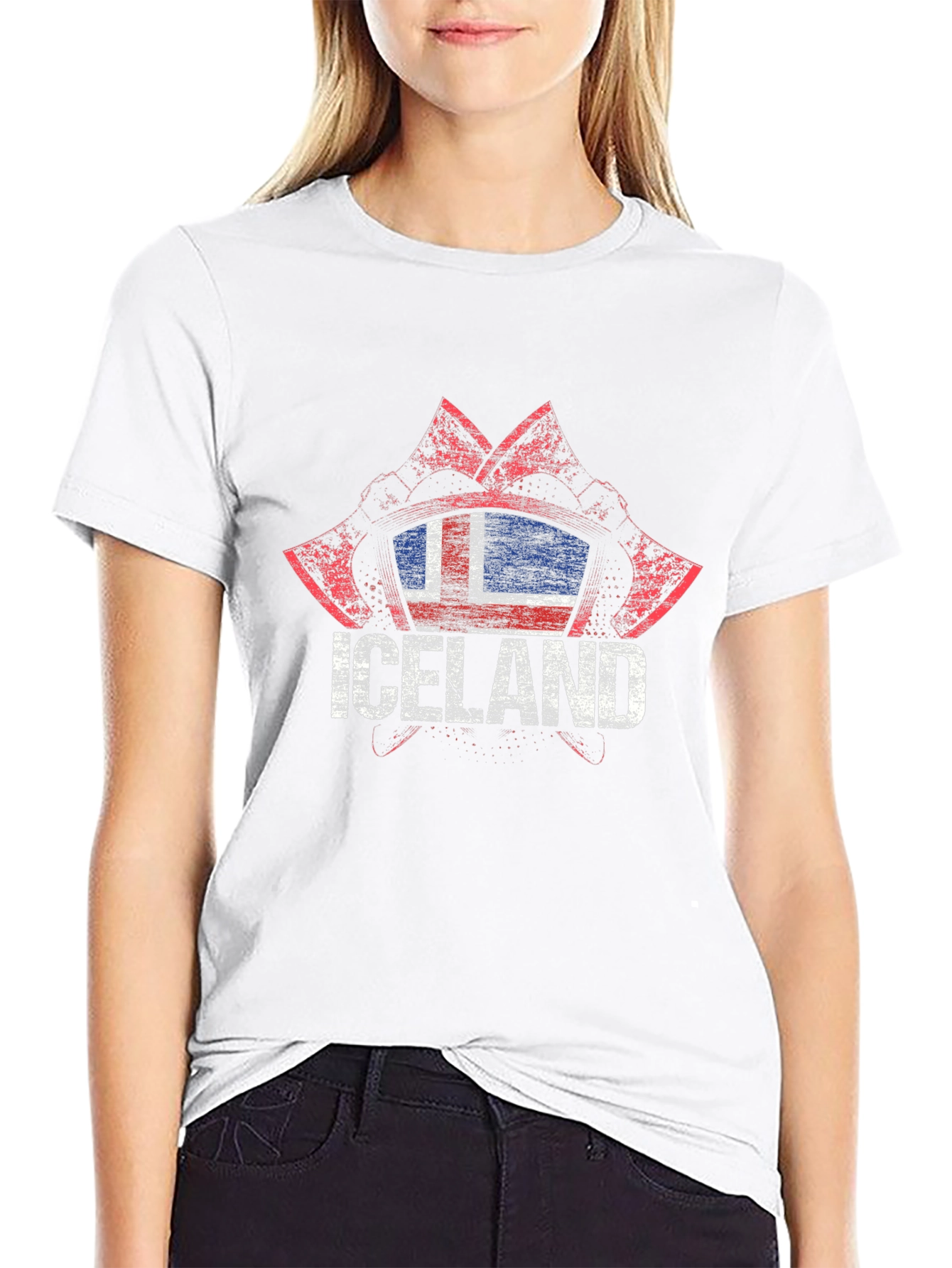 Iceland Flag Axe Graphic T-Shirt - Black