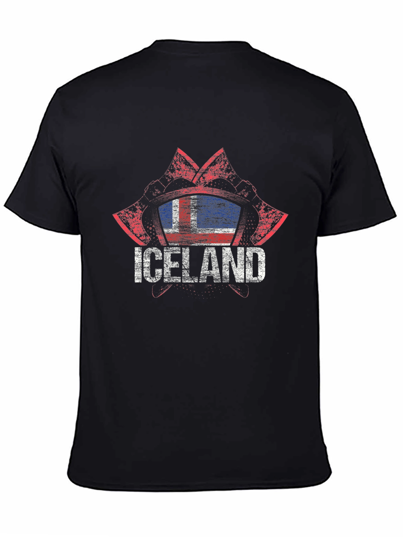 Iceland Flag Axe Graphic T-Shirt - Black