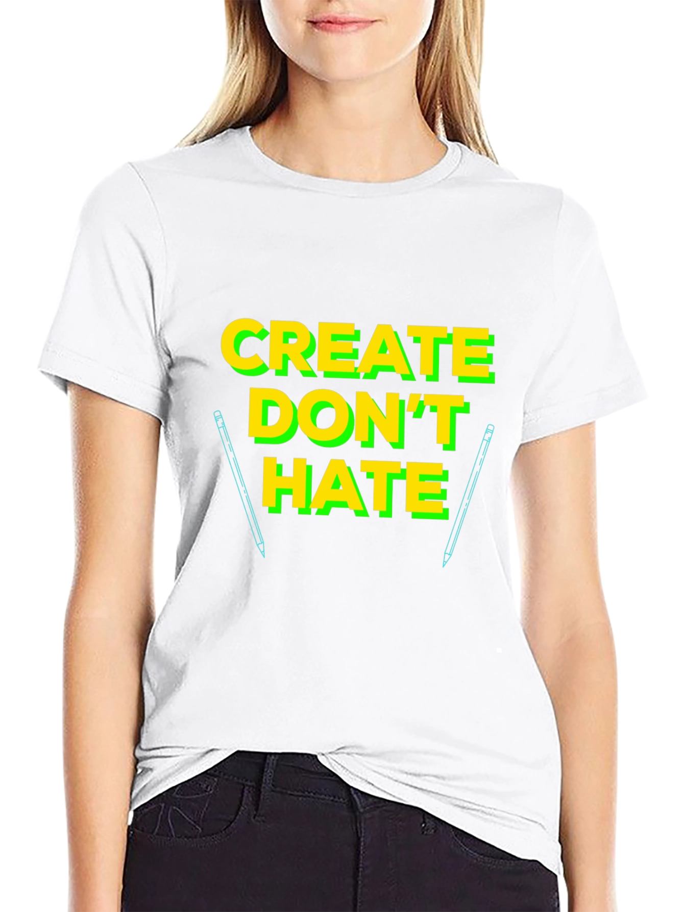 Create Dont Hate Black Graphic T-Shirt