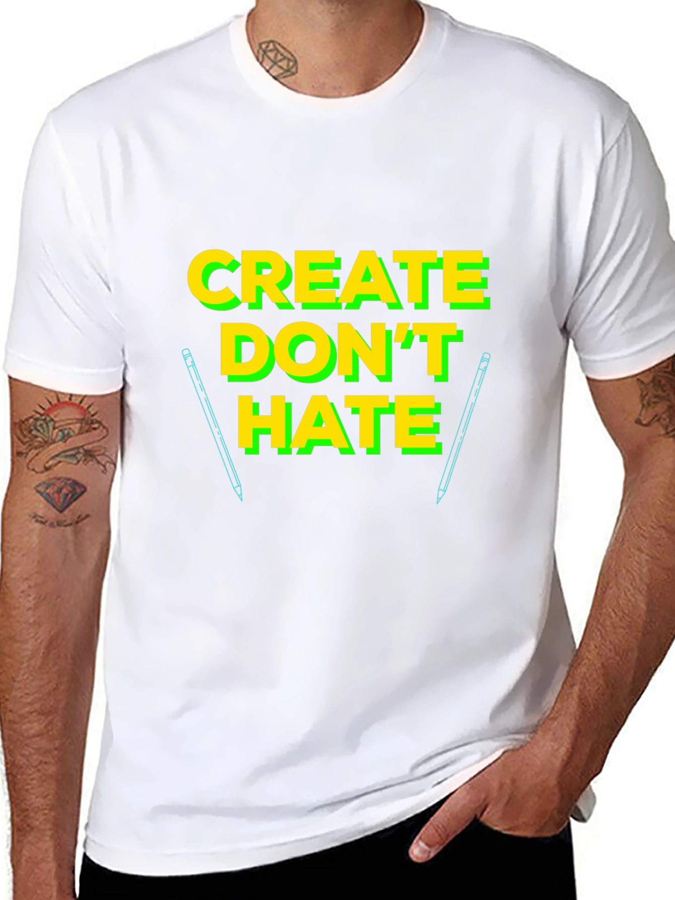 Create Dont Hate Black Graphic T-Shirt
