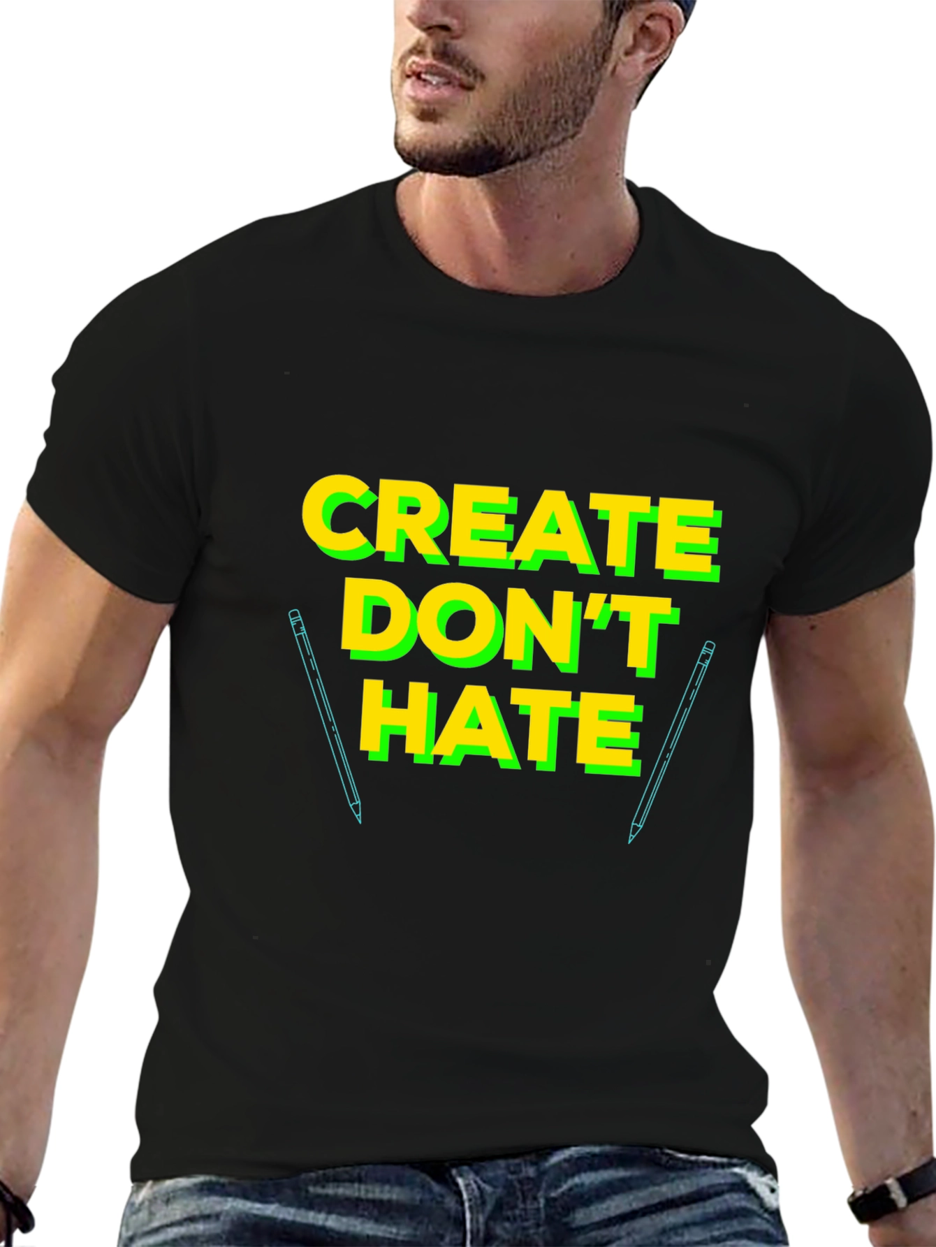 Create Dont Hate Black Graphic T-Shirt