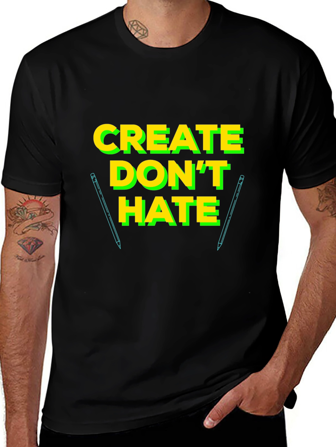 Create Dont Hate Black Graphic T-Shirt