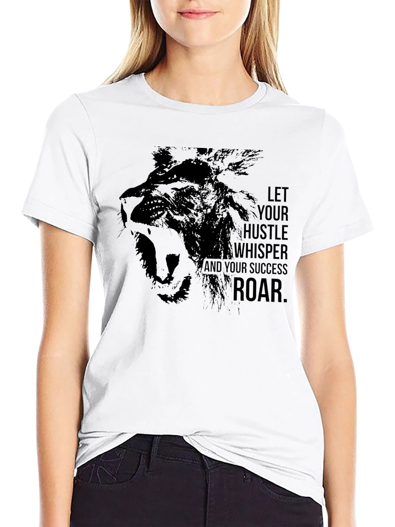 Motivational Lion Graphic Black T-Shirt