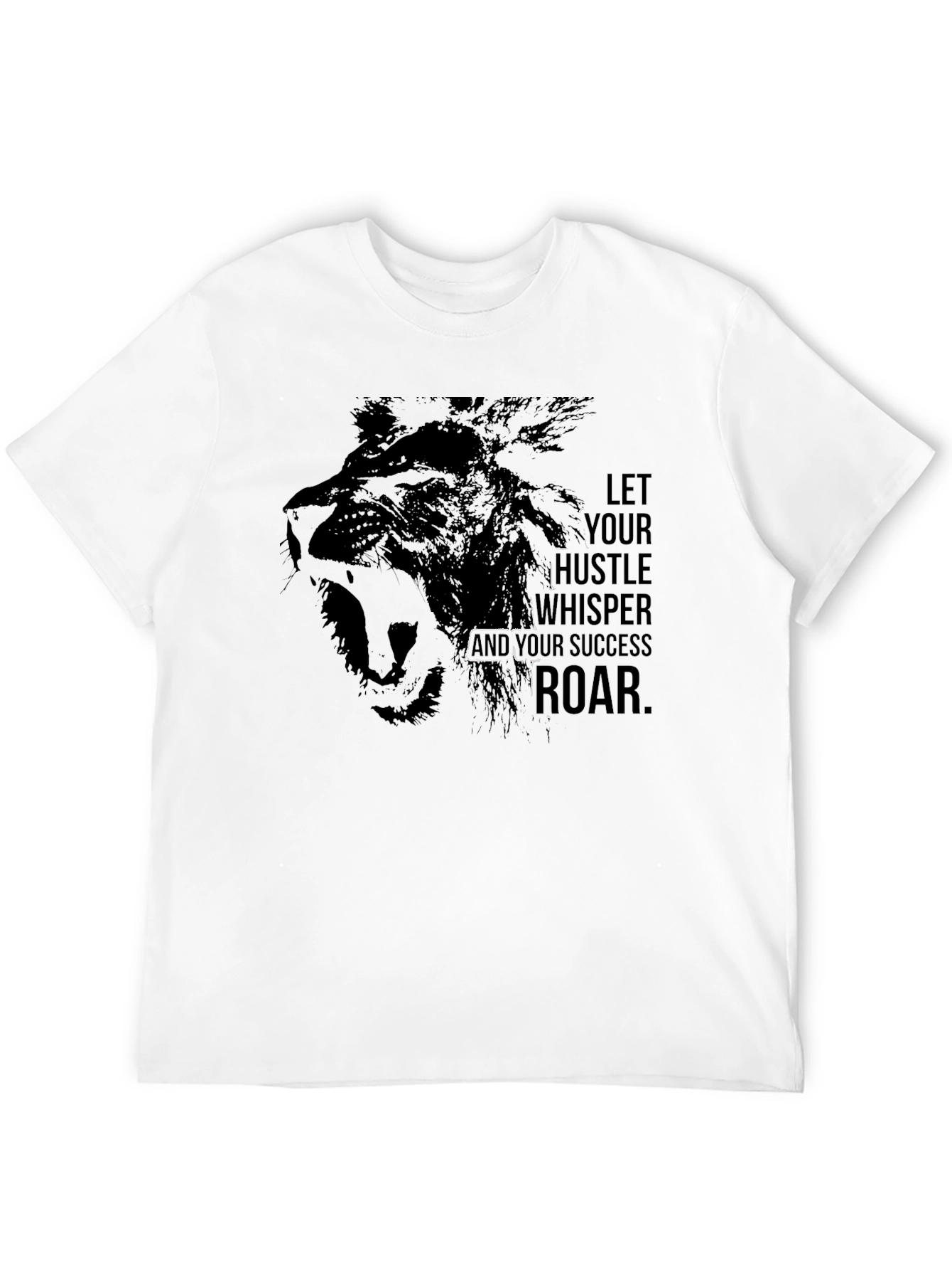 Motivational Lion Graphic Black T-Shirt