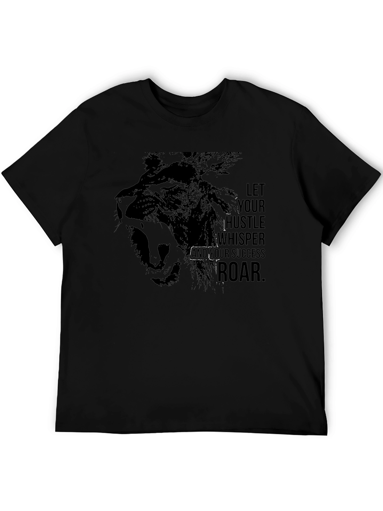 Motivational Lion Graphic Black T-Shirt