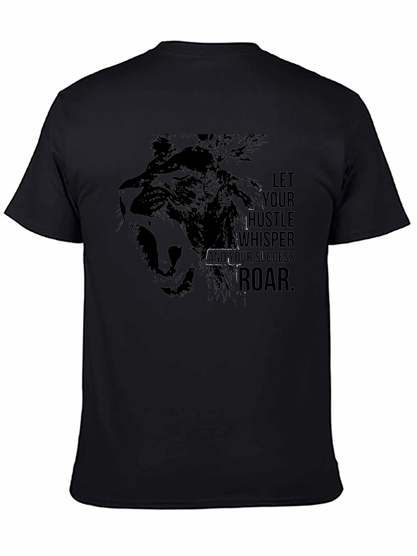 Motivational Lion Graphic Black T-Shirt
